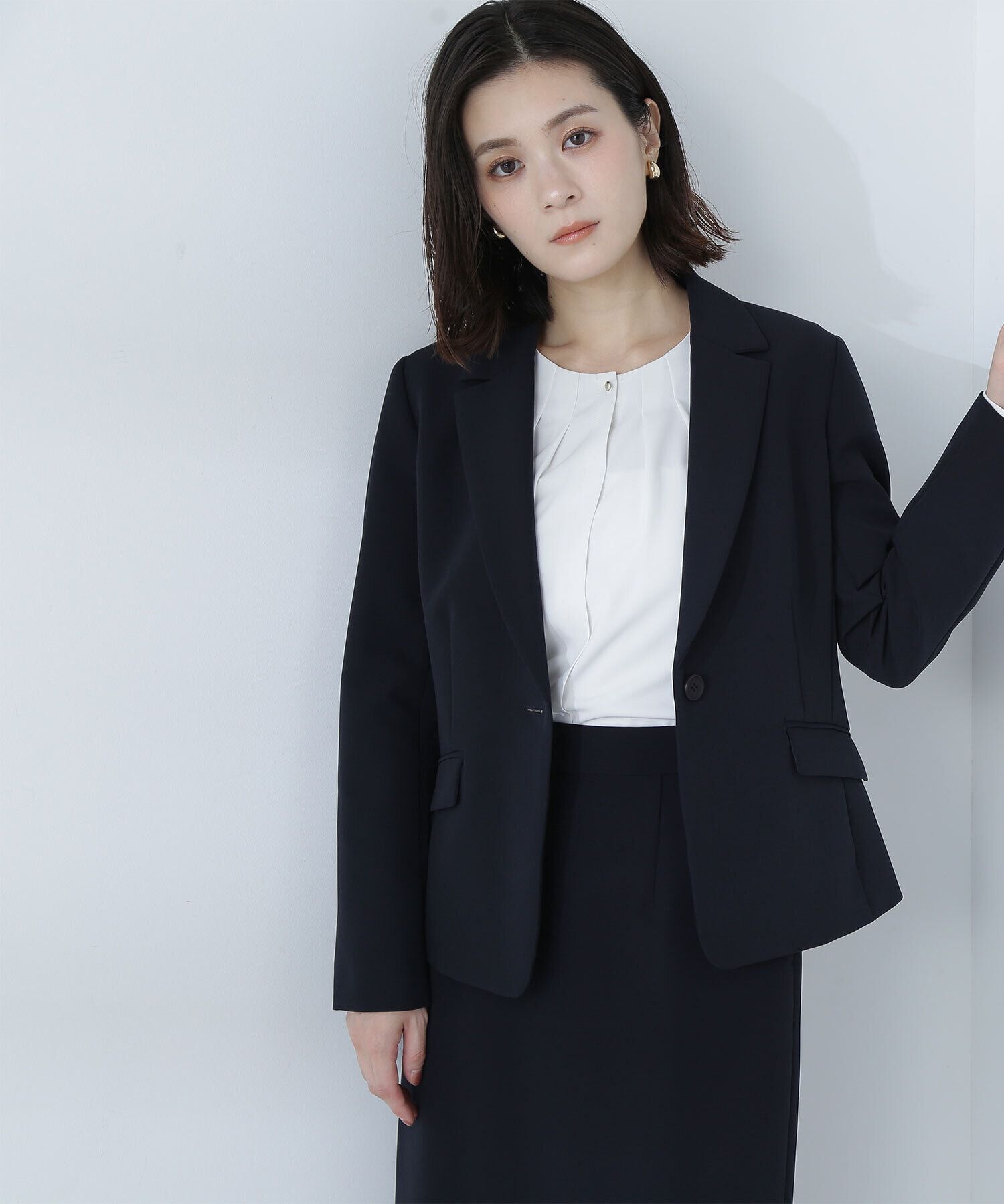  「ダブルクロスストレッチ SETUP テーラードジャケット」|その他|ネイビー