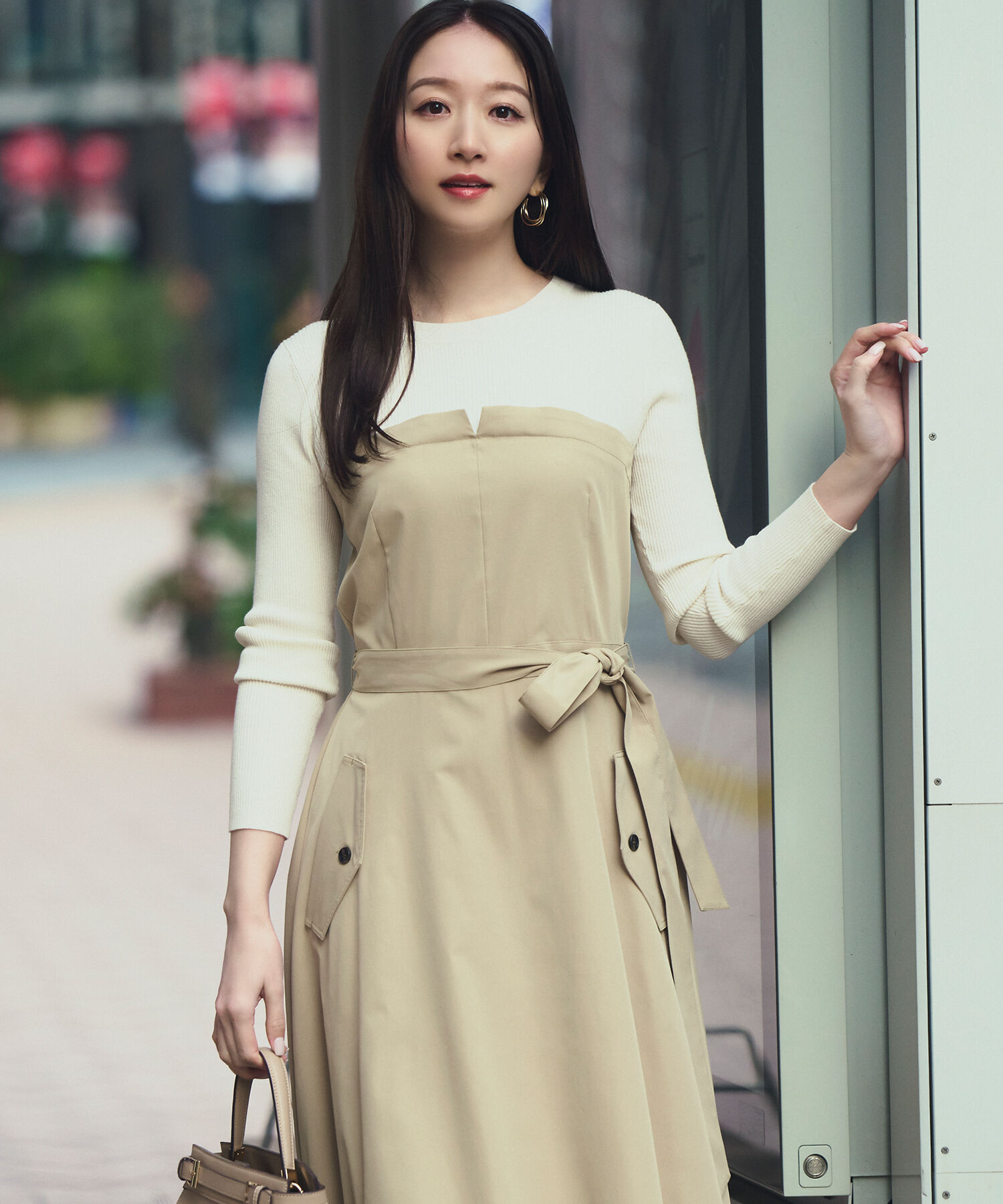  「ドッキングトレンチワンピース」|ワンピース|ベージュ2