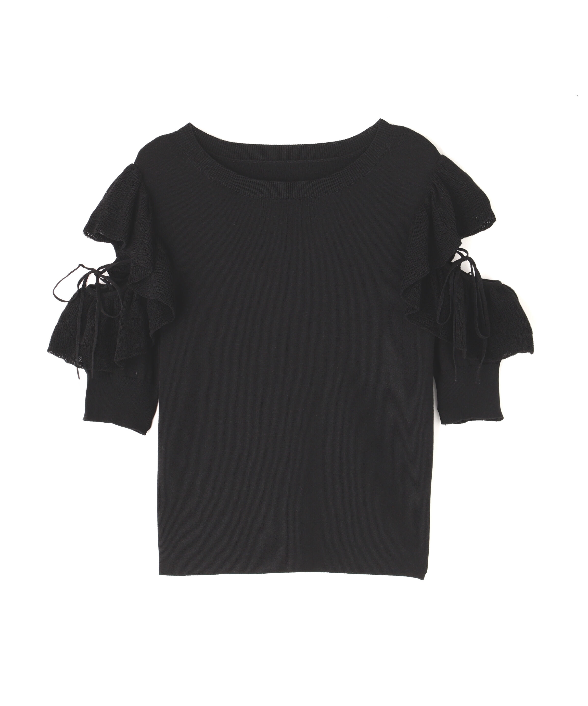  「レースアップフリルスリーブニット」|ニット・セーター|