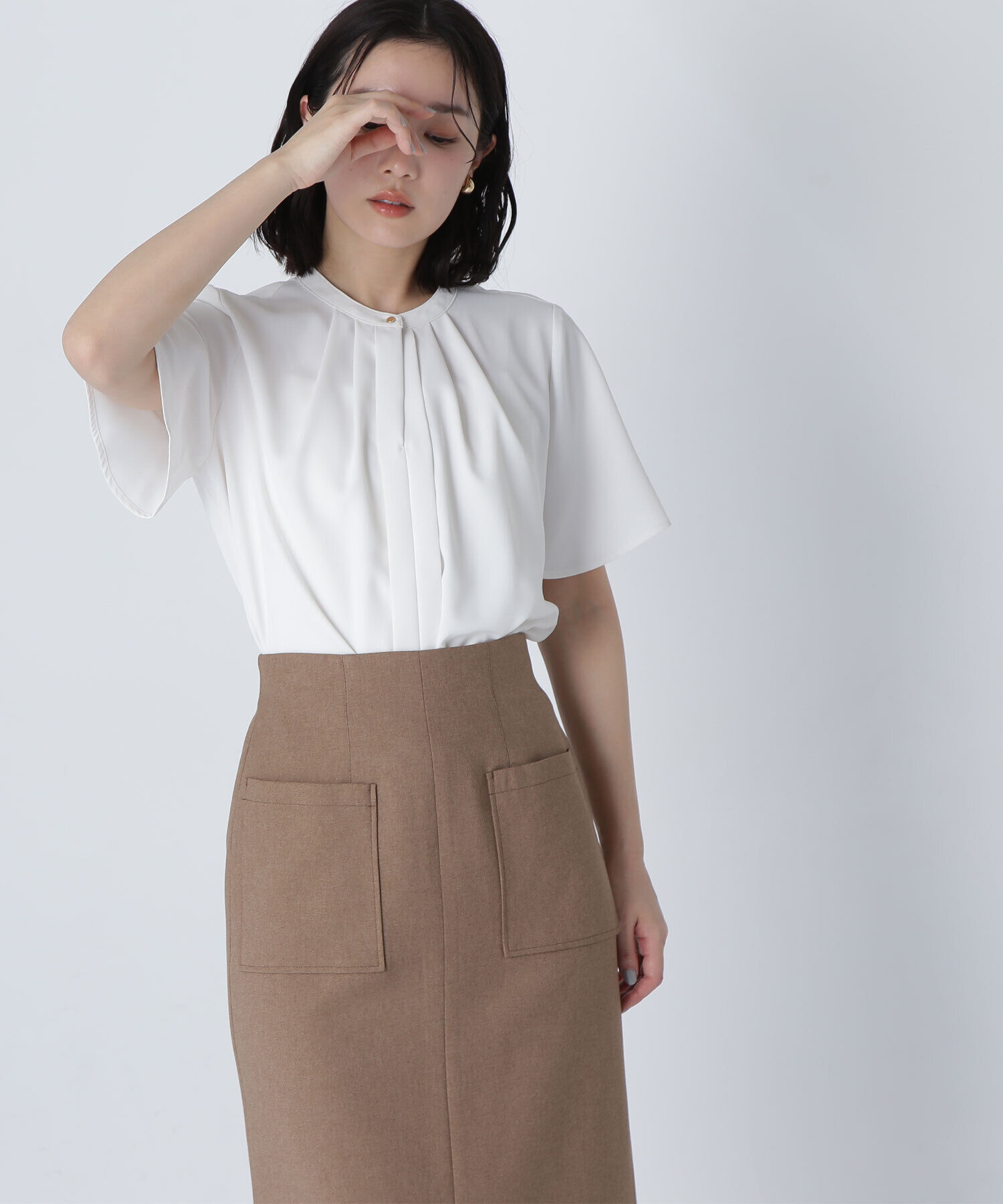  「フロントタックフレアスリーブブラウス」|シャツ・ブラウス|オフ1