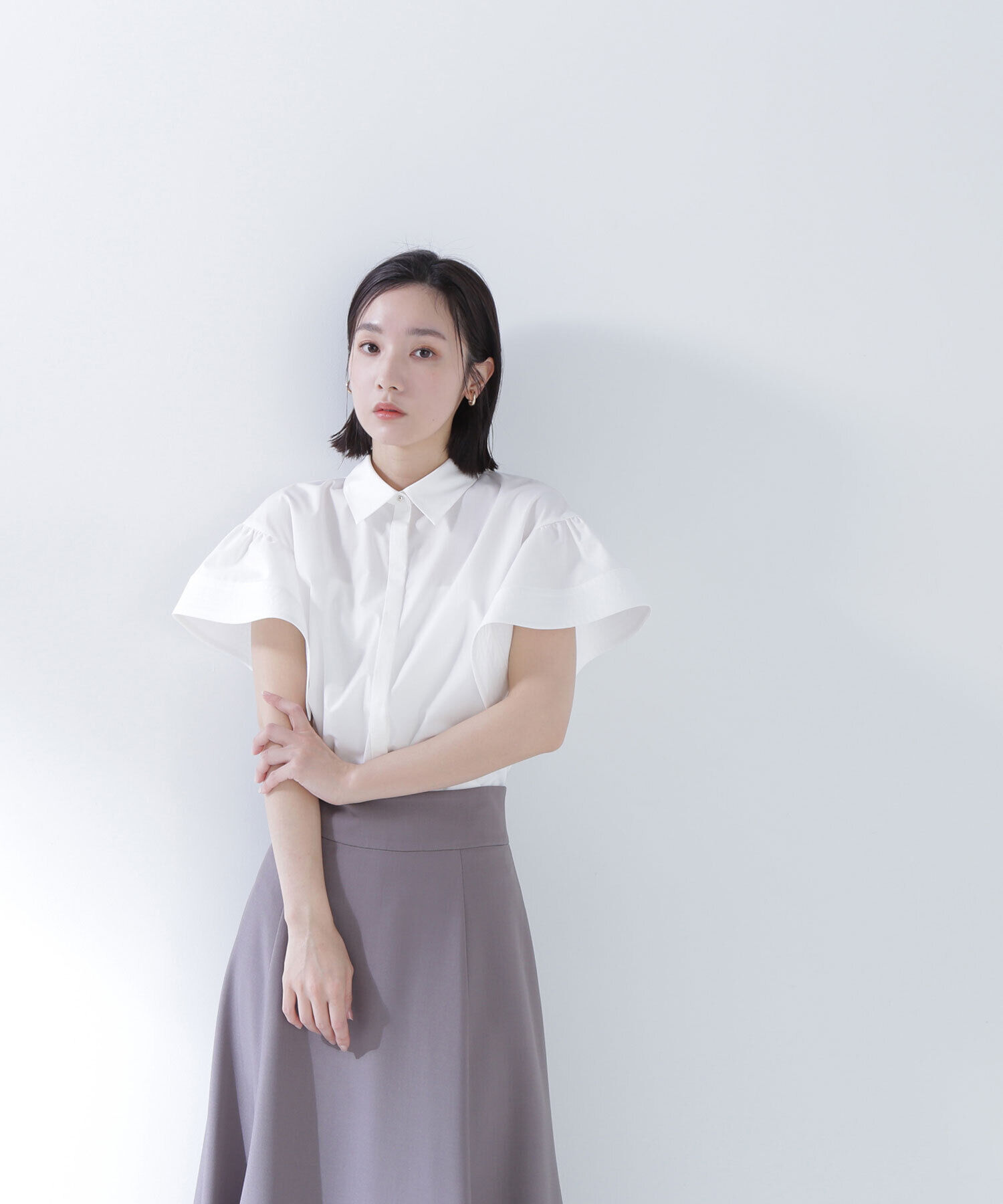  「ステッチフリルスリーブシャツ」|シャツ・ブラウス|