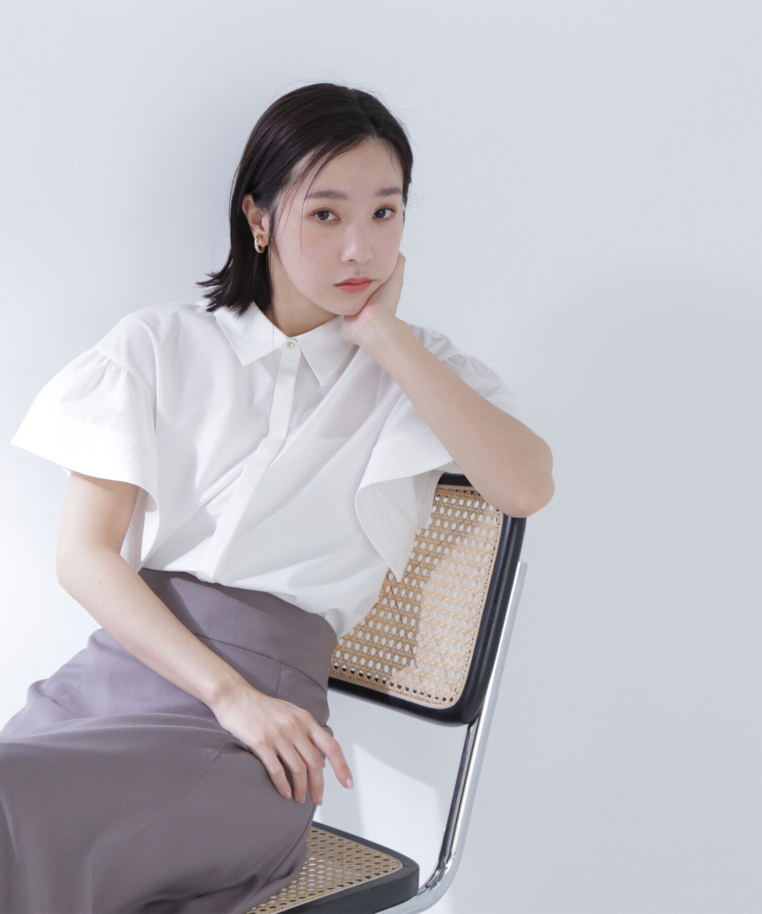  「ステッチフリルスリーブシャツ」|シャツ・ブラウス|