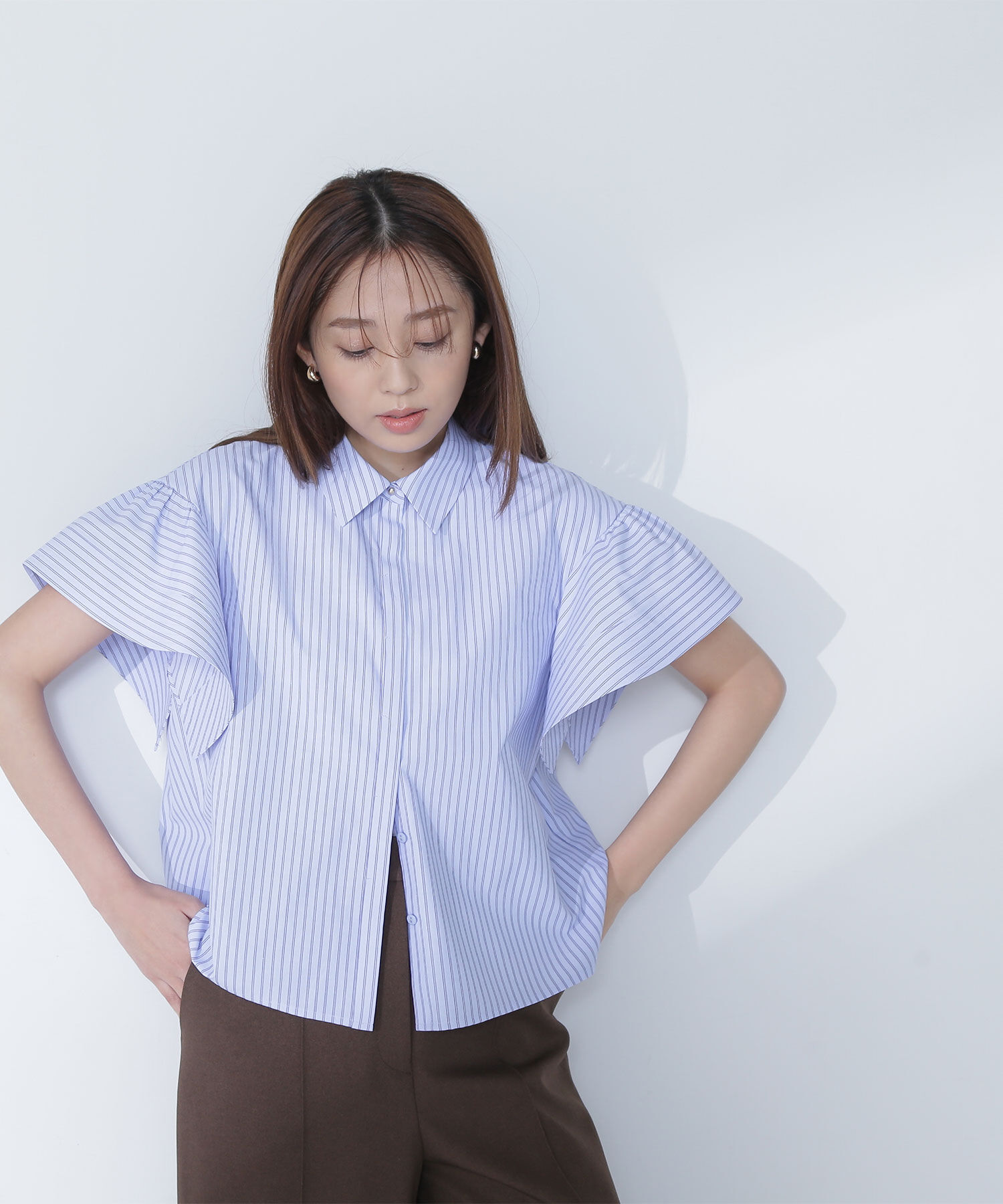  「ステッチフリルスリーブシャツ」|シャツ・ブラウス|