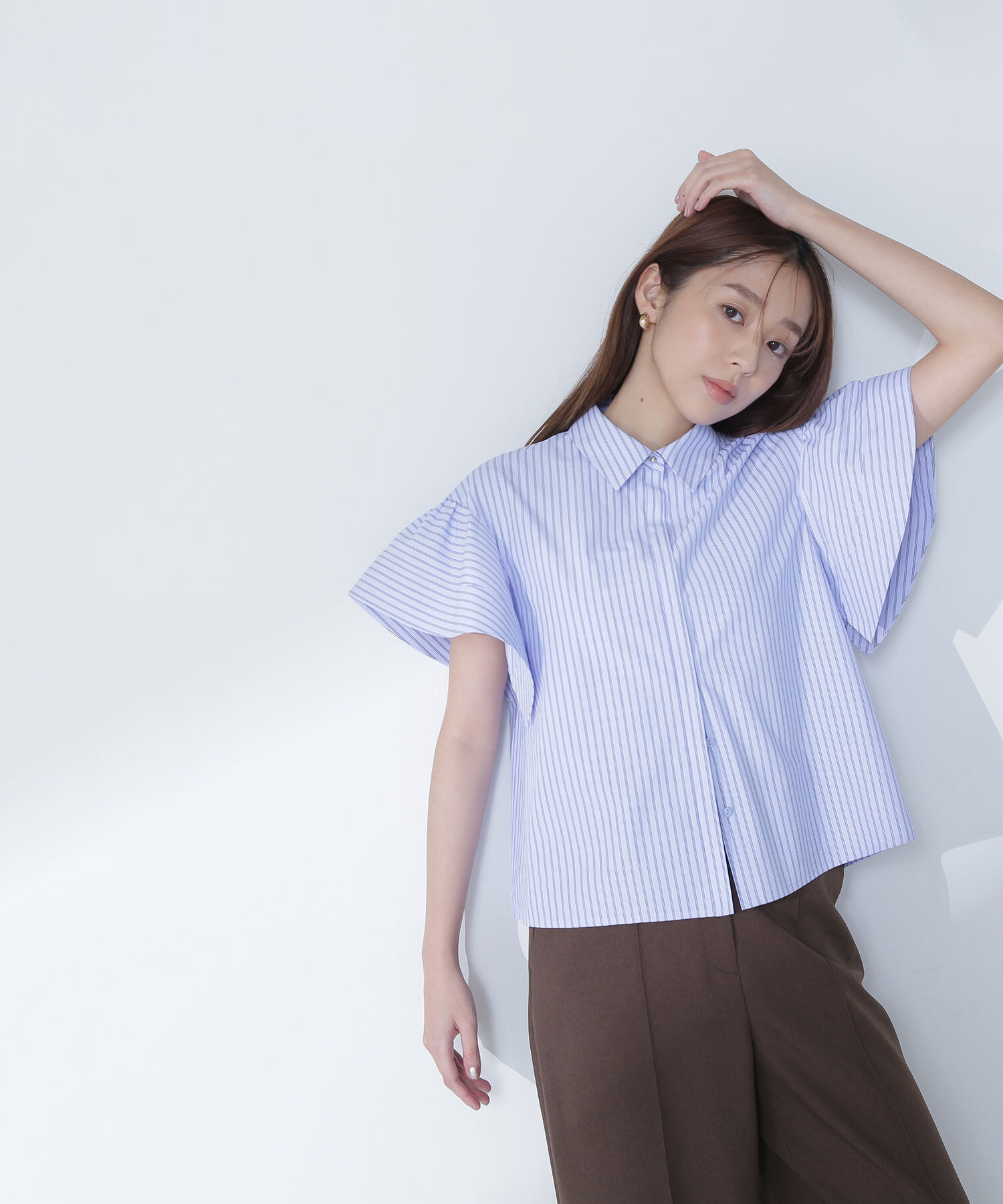  「ステッチフリルスリーブシャツ」|シャツ・ブラウス|