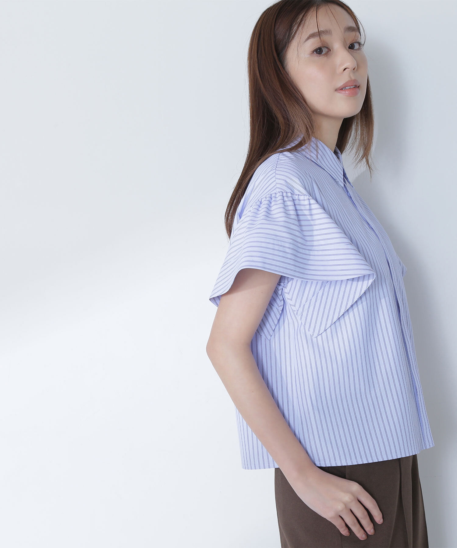  「ステッチフリルスリーブシャツ」|シャツ・ブラウス|