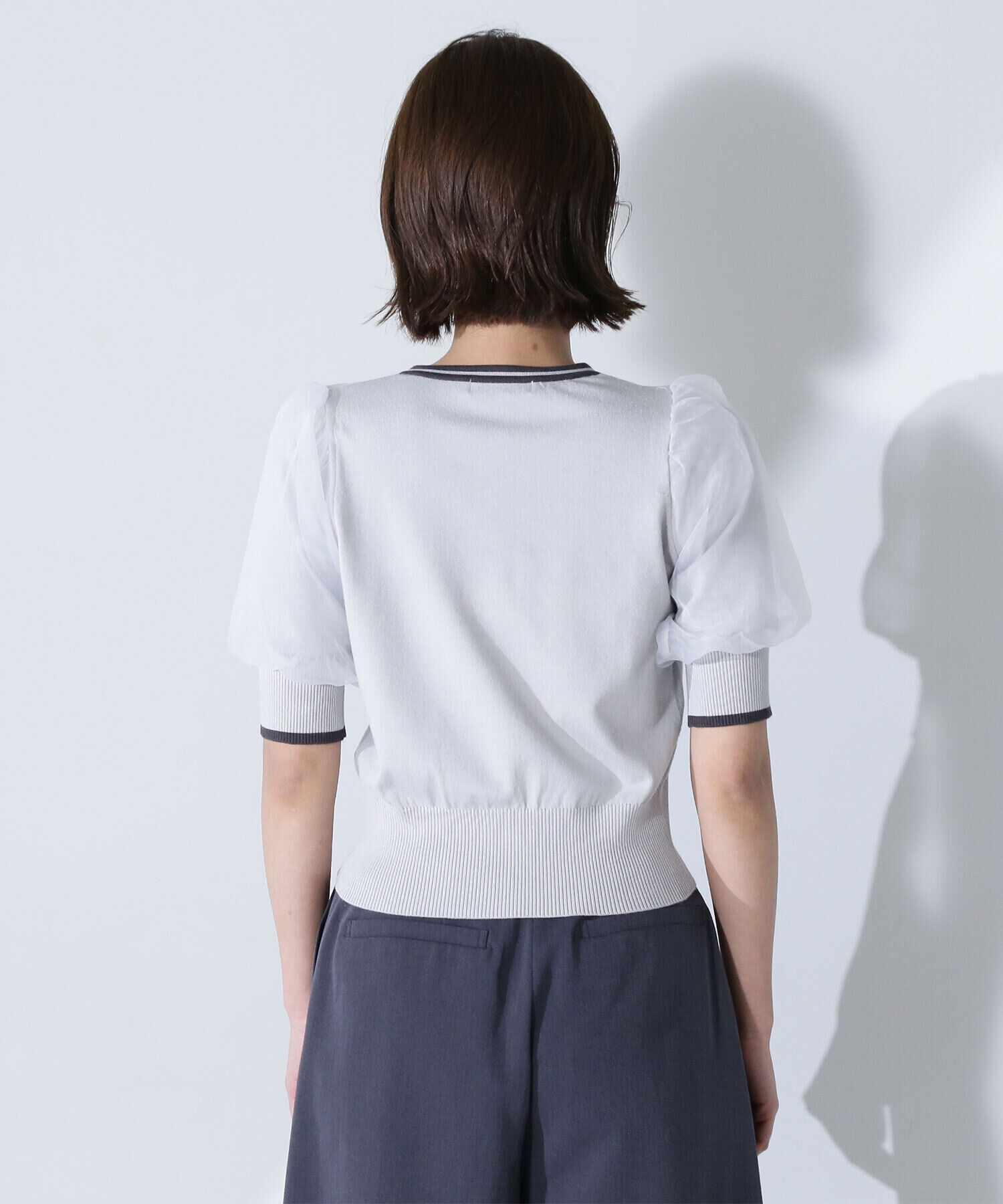  「バイカラーオーガンスリーブカーディガン」|ニット・セーター|