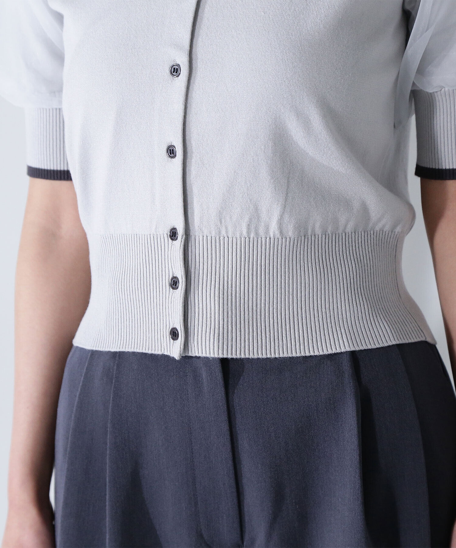  「バイカラーオーガンスリーブカーディガン」|ニット・セーター|