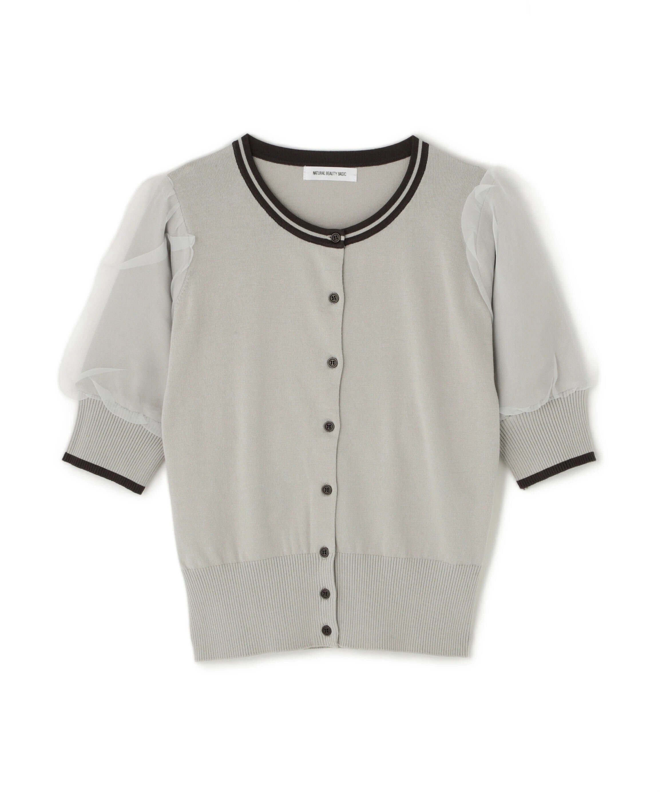  「バイカラーオーガンスリーブカーディガン」|ニット・セーター|