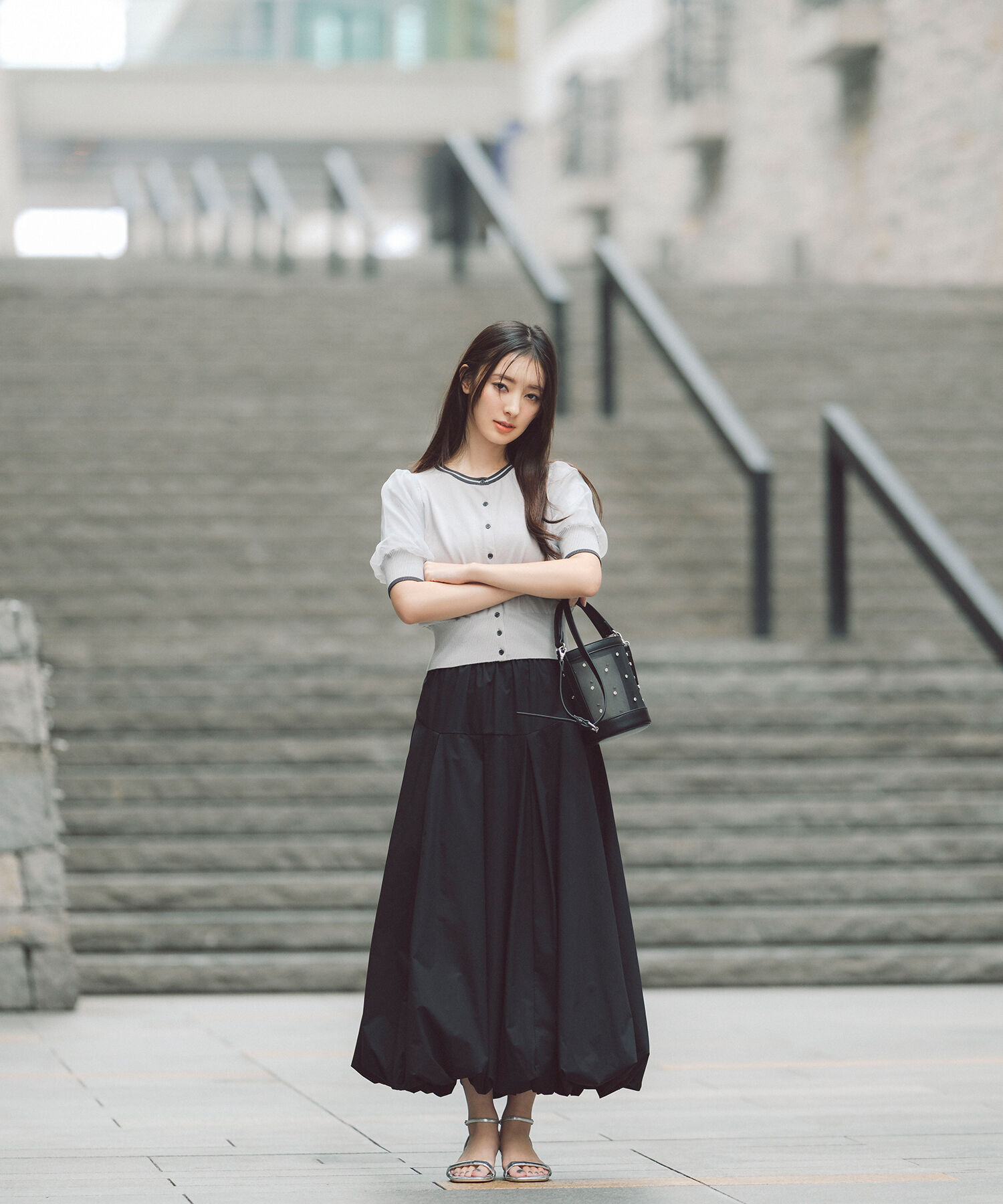  「バイカラーオーガンスリーブカーディガン」|ニット・セーター|