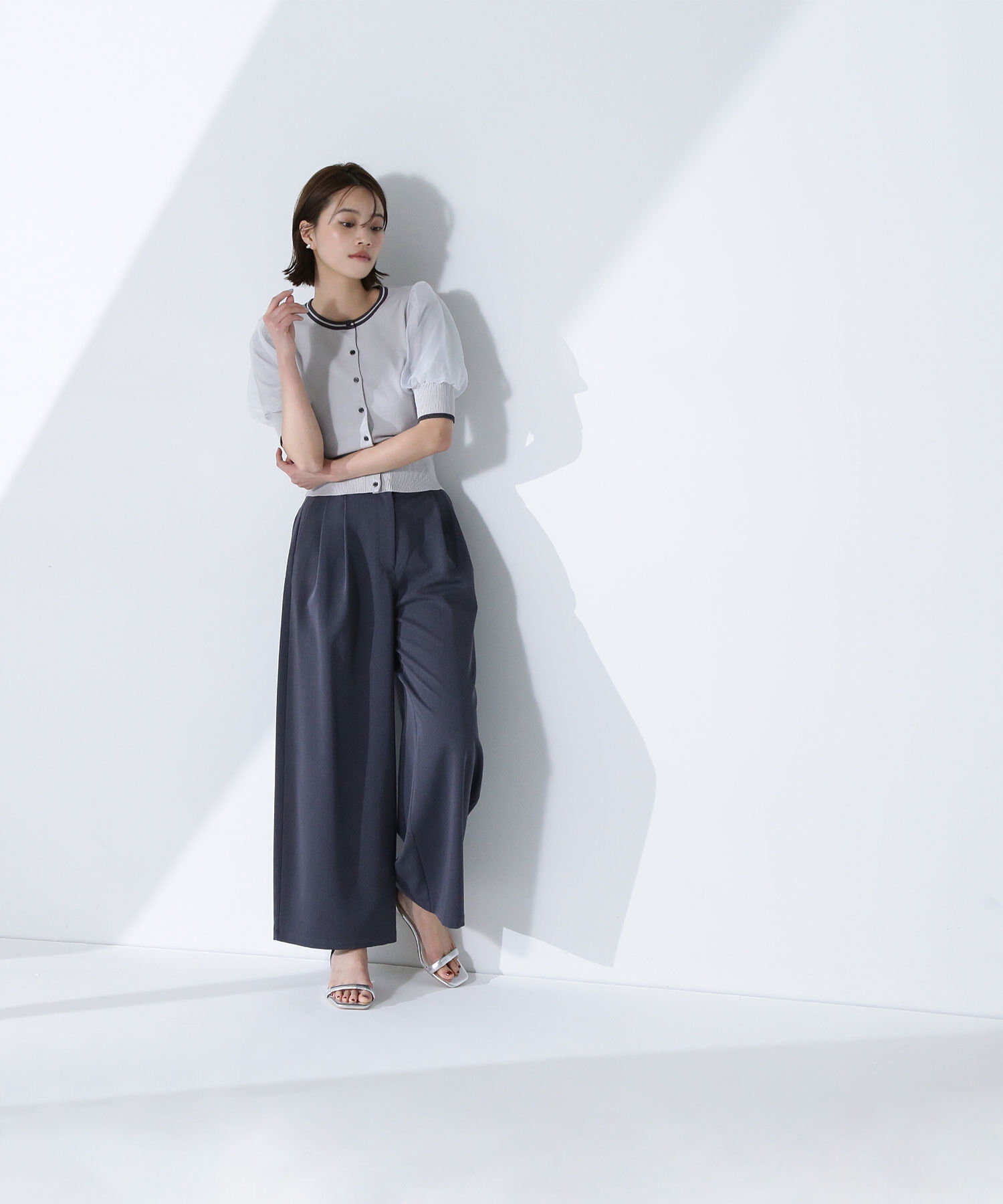  「バイカラーオーガンスリーブカーディガン」|ニット・セーター|