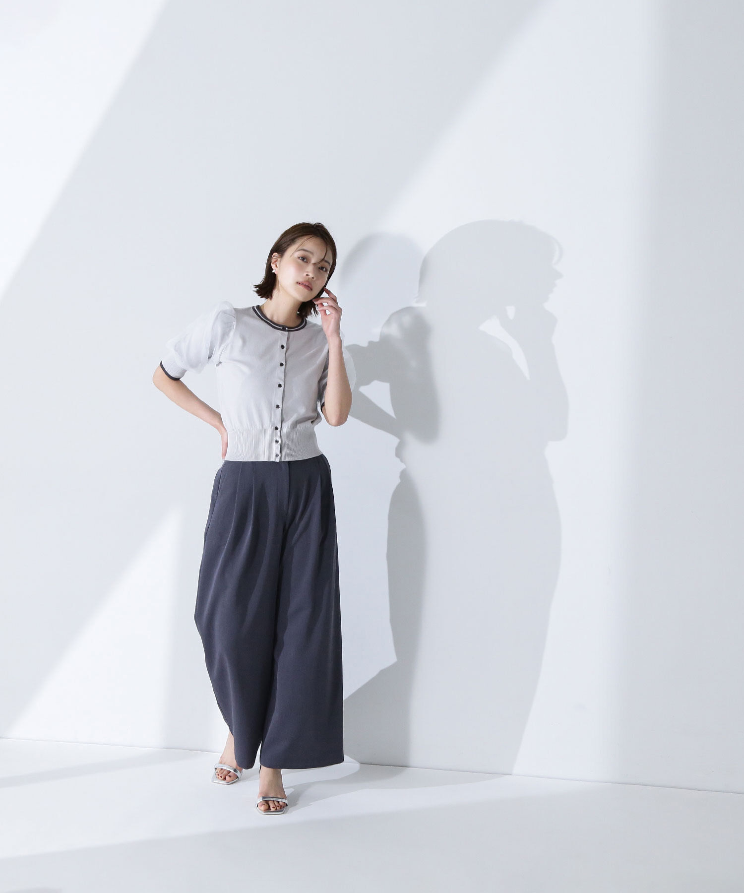  「バイカラーオーガンスリーブカーディガン」|ニット・セーター|