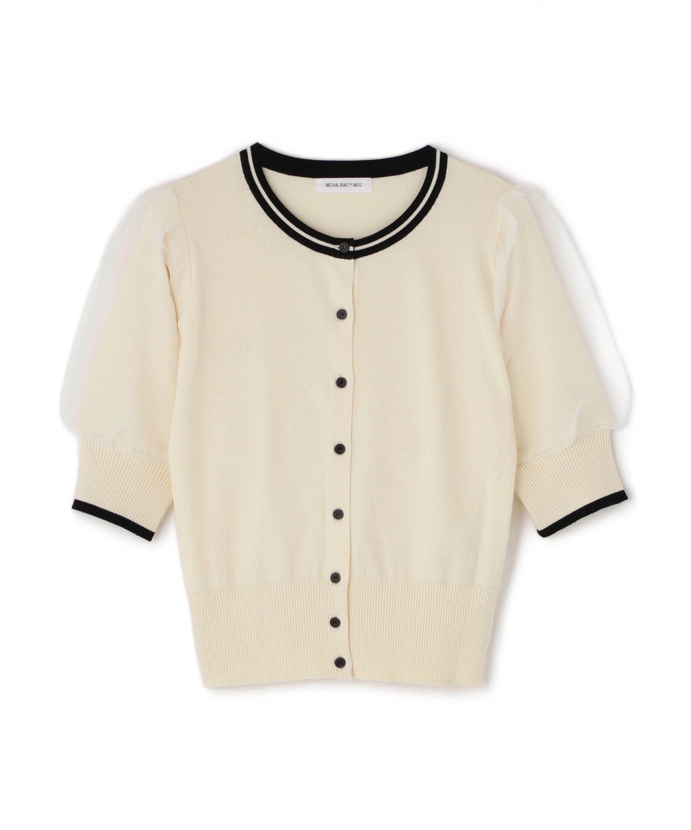  「バイカラーオーガンスリーブカーディガン」|ニット・セーター|