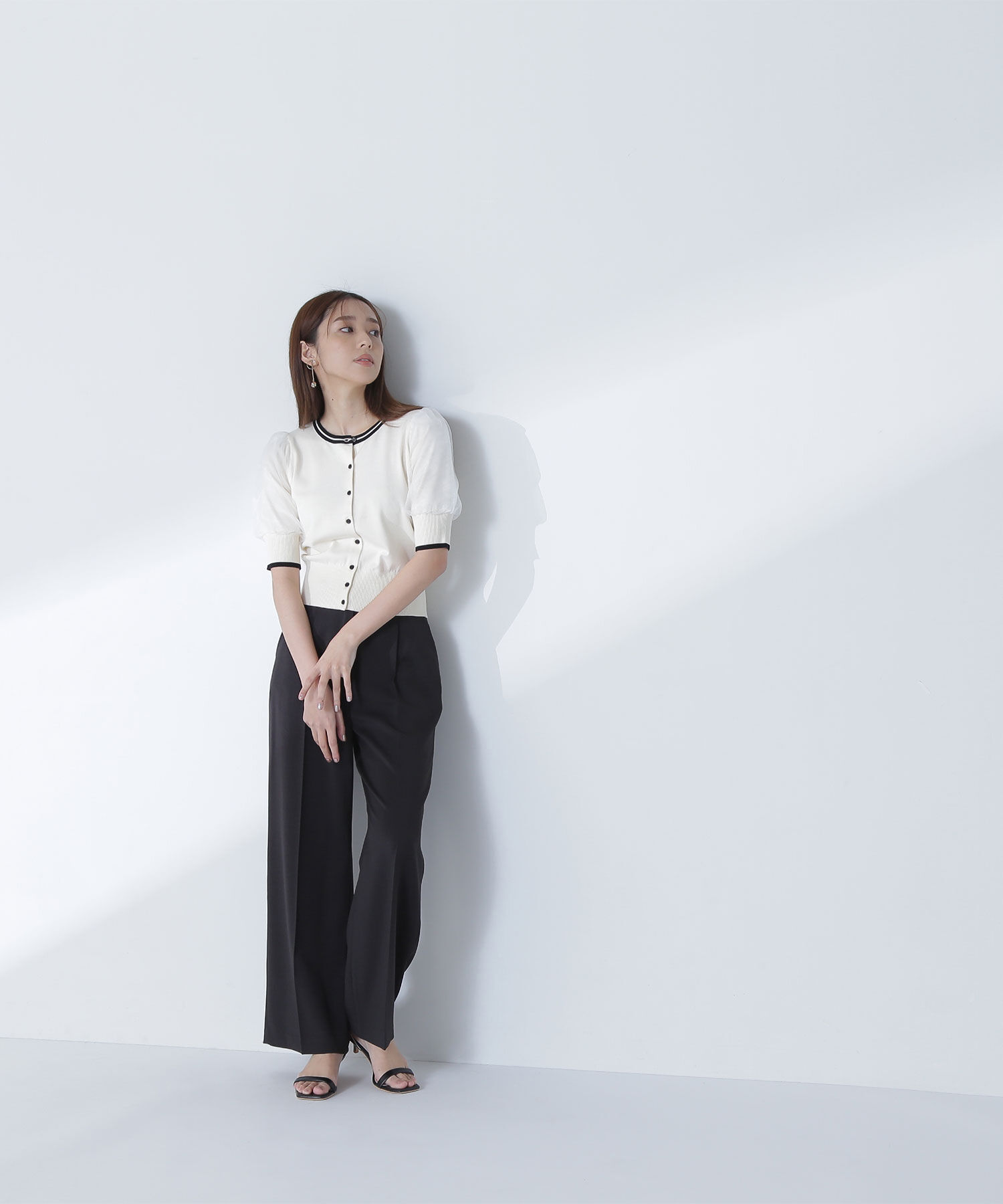  「バイカラーオーガンスリーブカーディガン」|ニット・セーター|