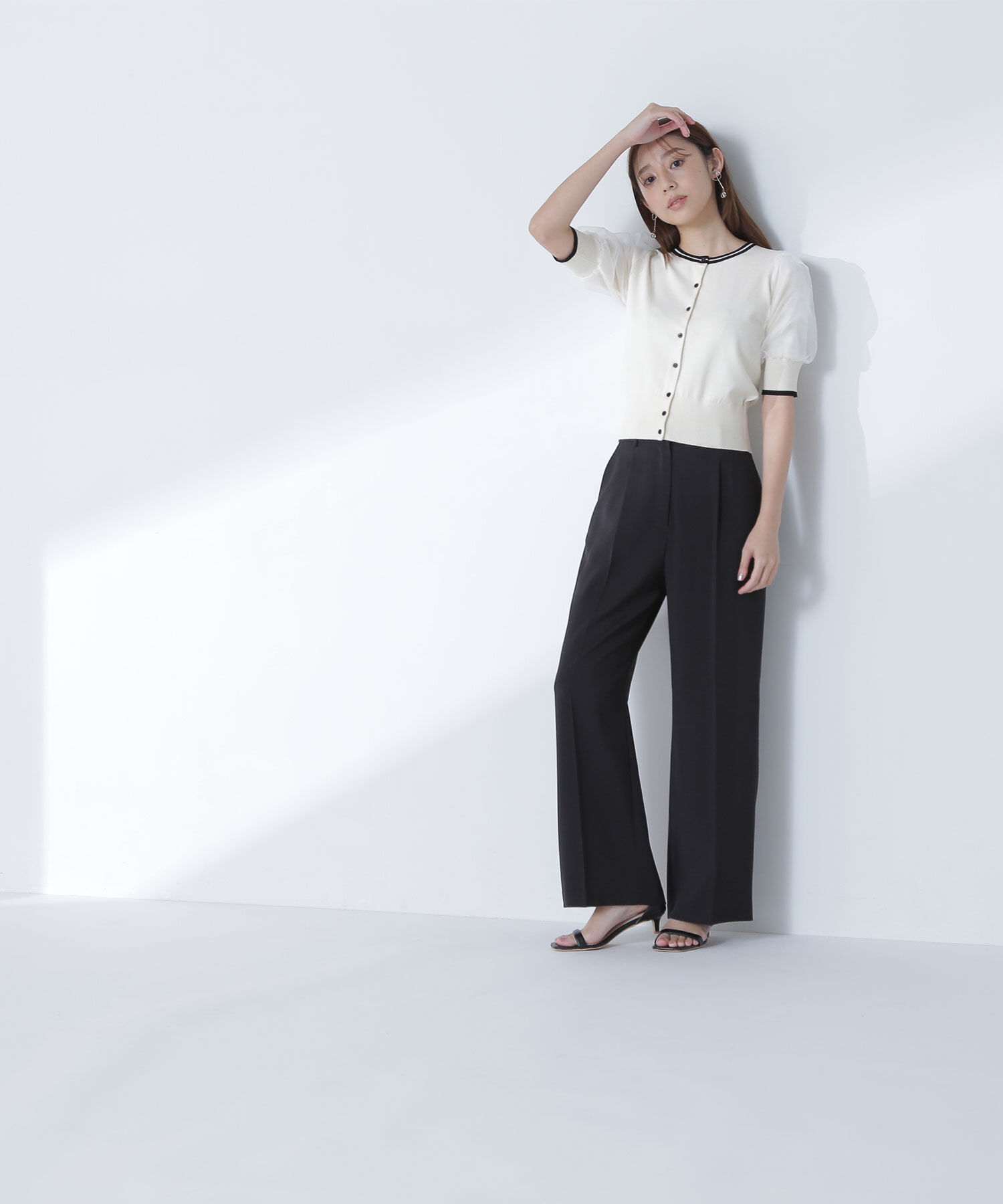  「バイカラーオーガンスリーブカーディガン」|ニット・セーター|