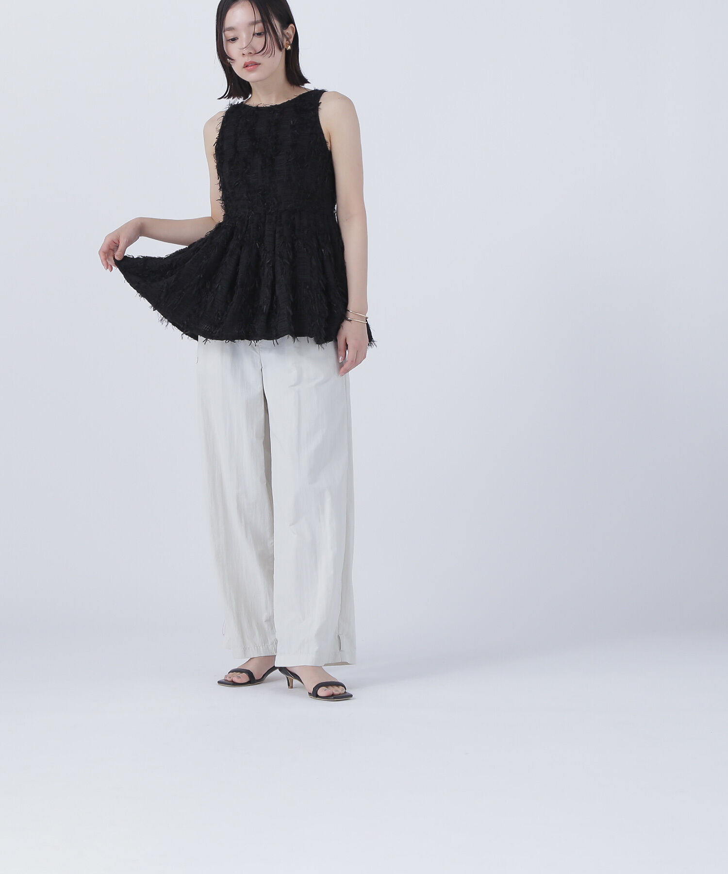  「ツイードアメスリペプラムトップス」|シャツ・ブラウス|