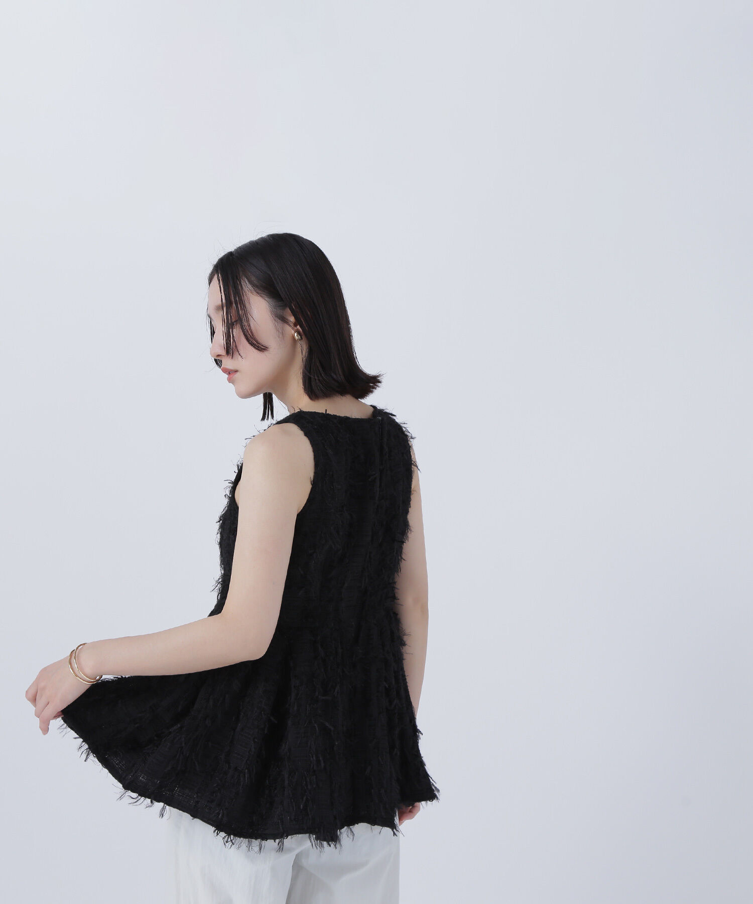  「ツイードアメスリペプラムトップス」|シャツ・ブラウス|