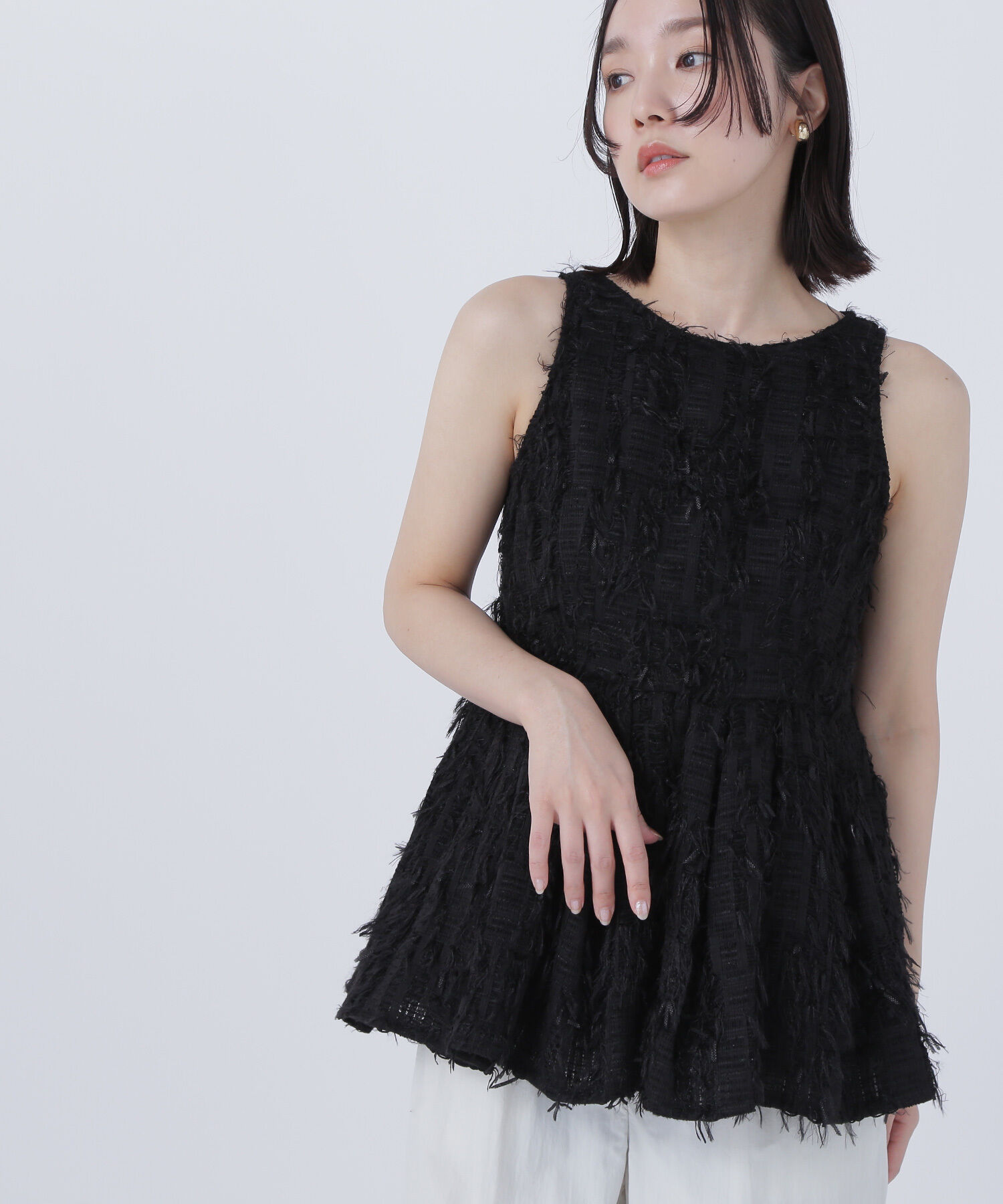  「ツイードアメスリペプラムトップス」|シャツ・ブラウス|