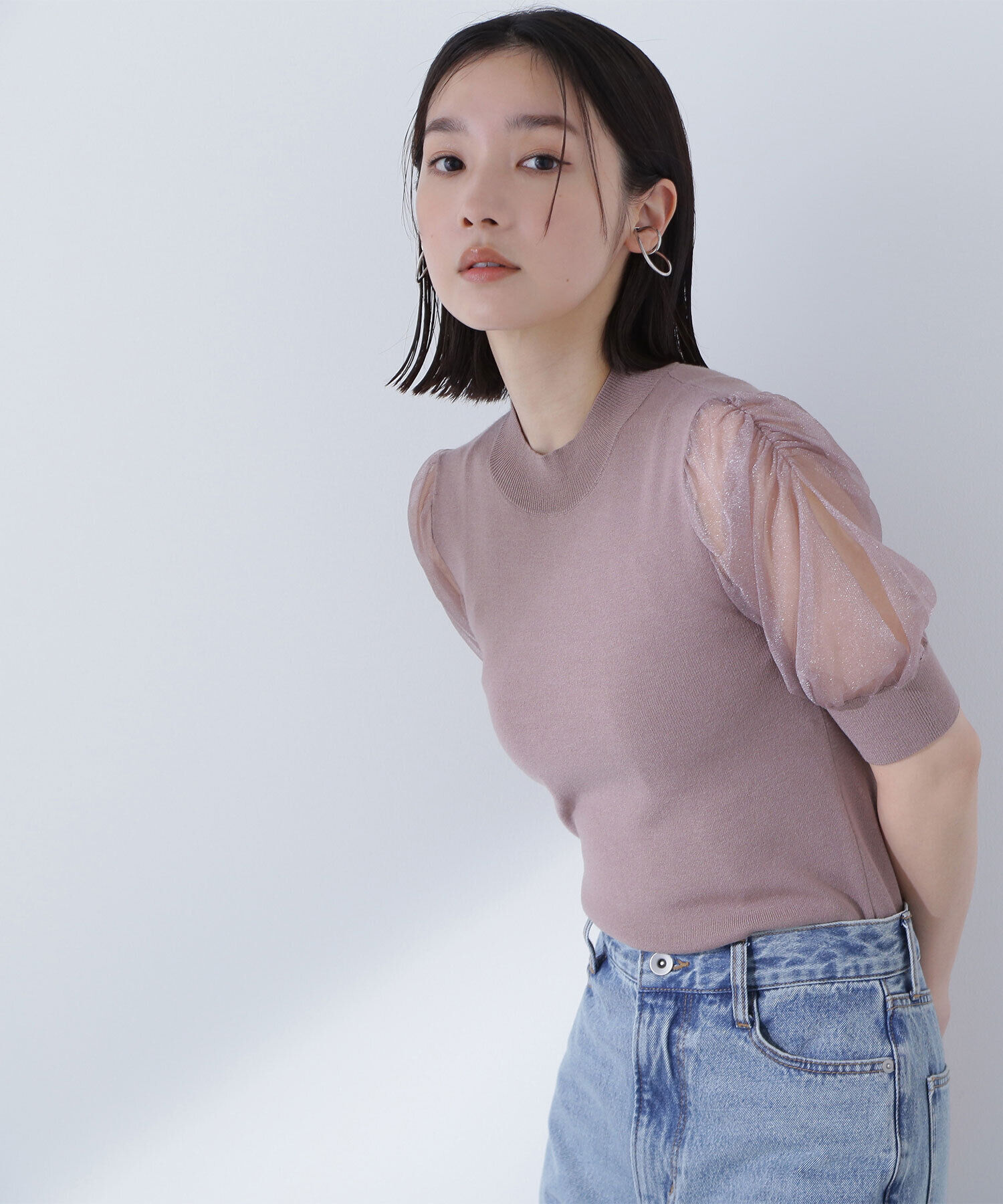  「シアースリットスリーブニット」|ニット・セーター|ブラウン