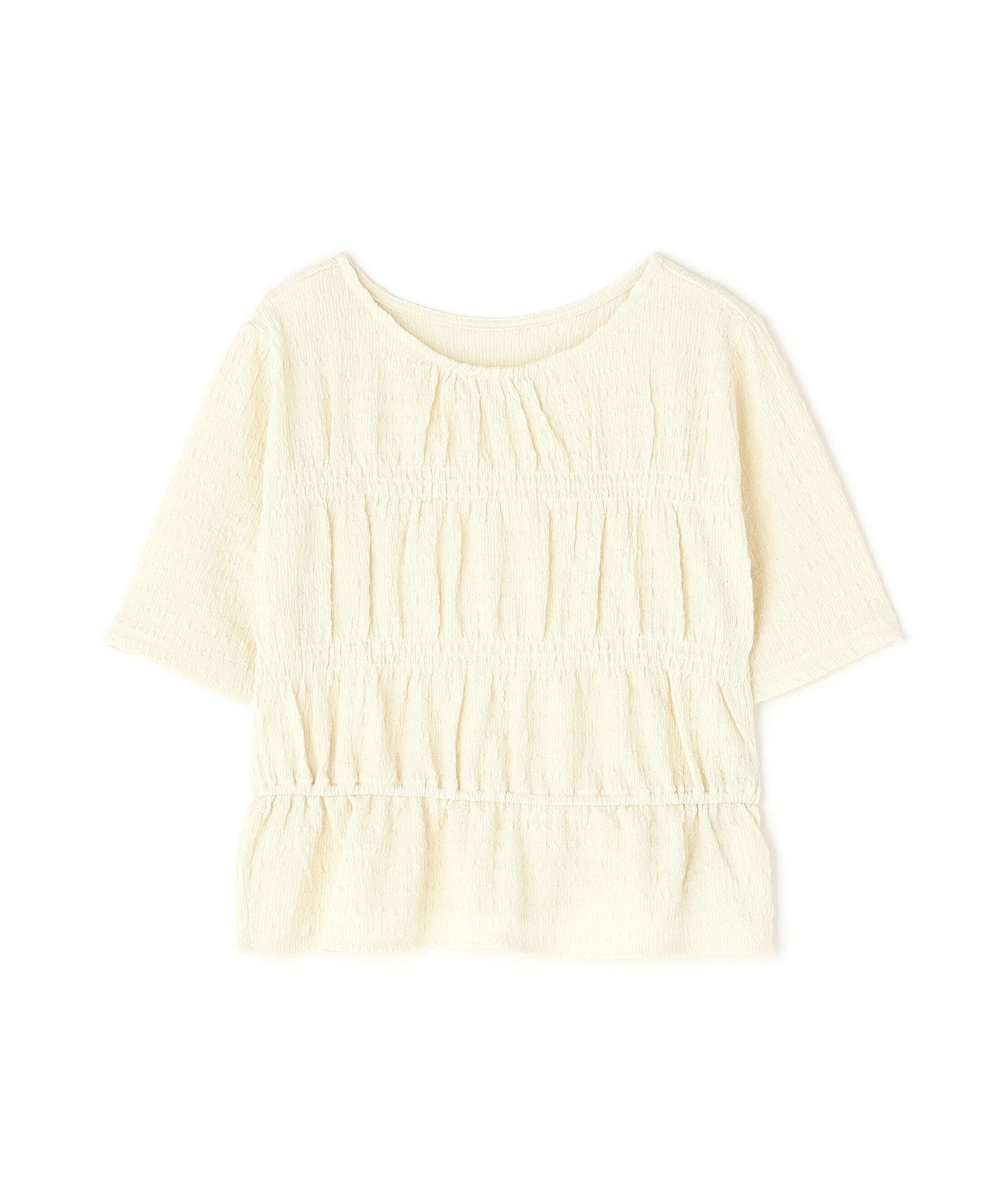  「シャーリングペプラムカットソー半袖」|Tシャツ・カットソー|