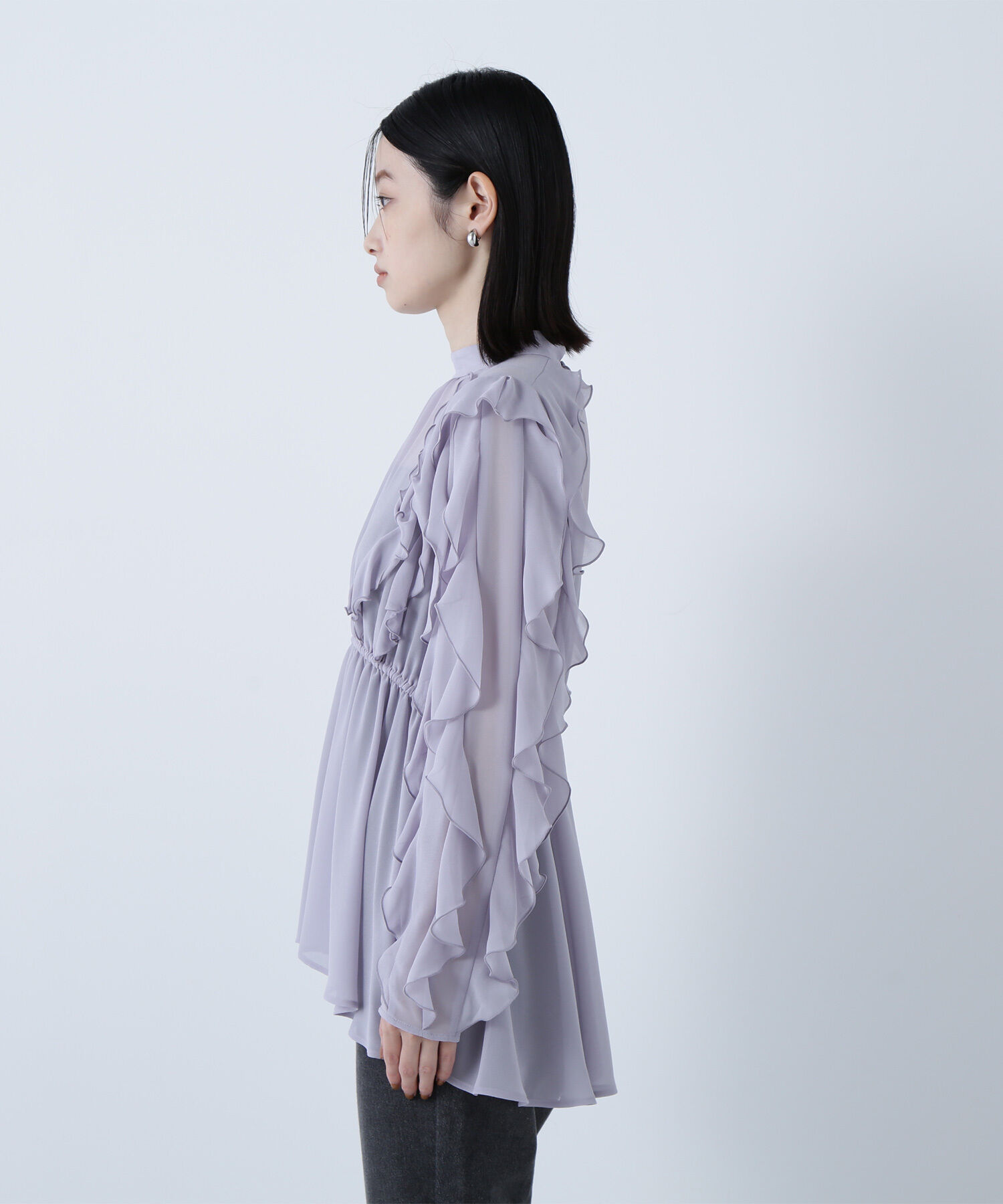  「ラッフルスリーブチュニックブラウス」|シャツ・ブラウス|