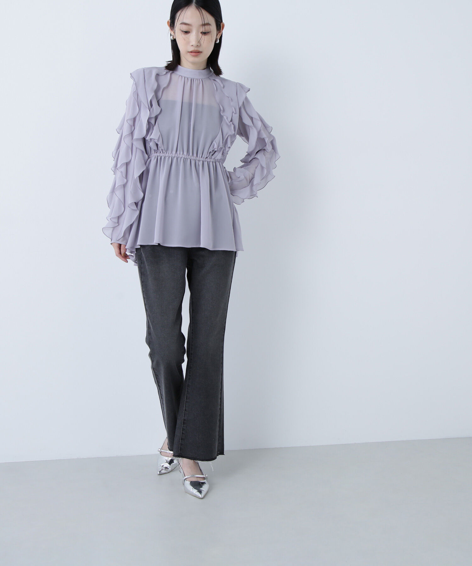  「ラッフルスリーブチュニックブラウス」|シャツ・ブラウス|