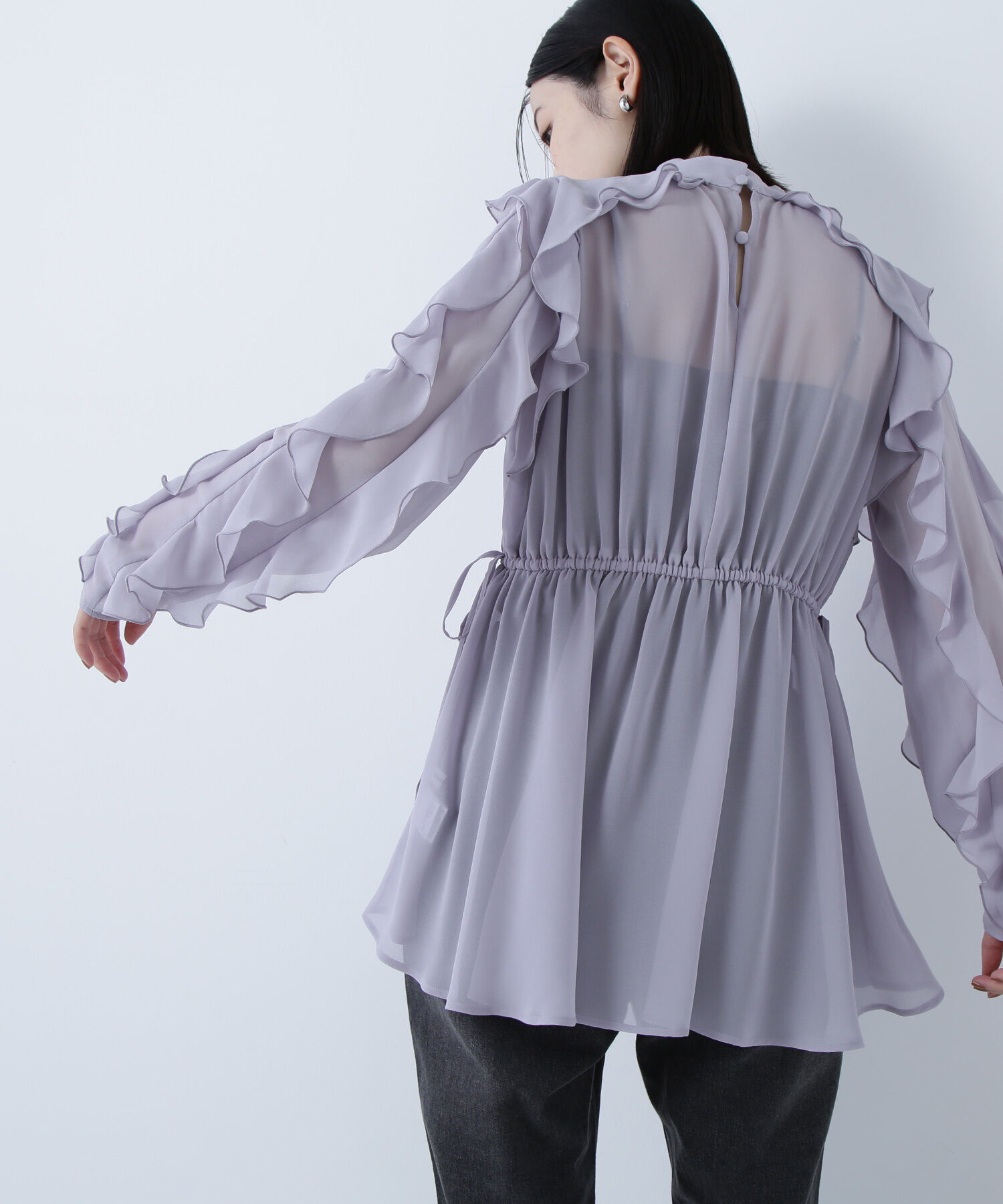  「ラッフルスリーブチュニックブラウス」|シャツ・ブラウス|