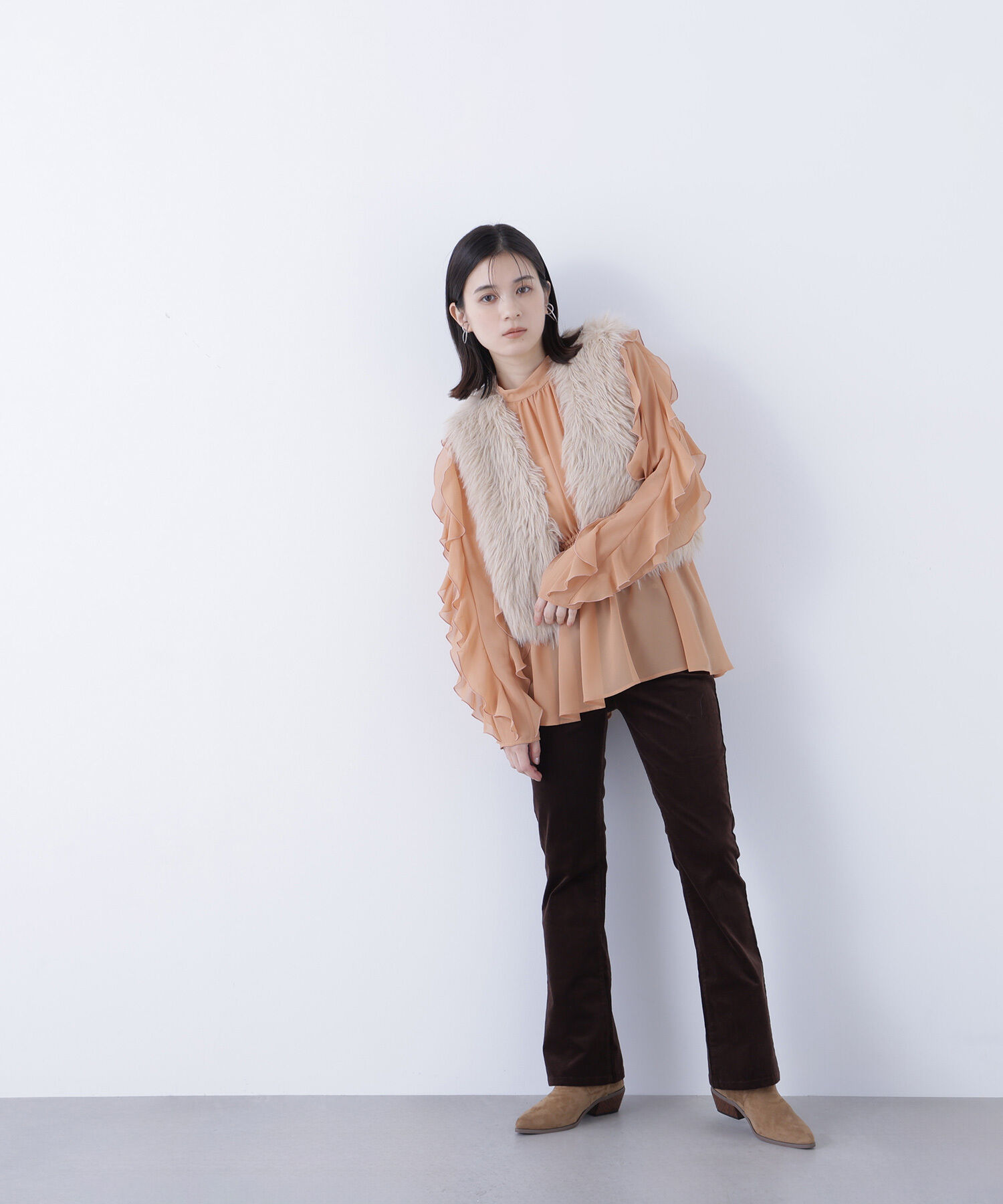  「ラッフルスリーブチュニックブラウス」|シャツ・ブラウス|