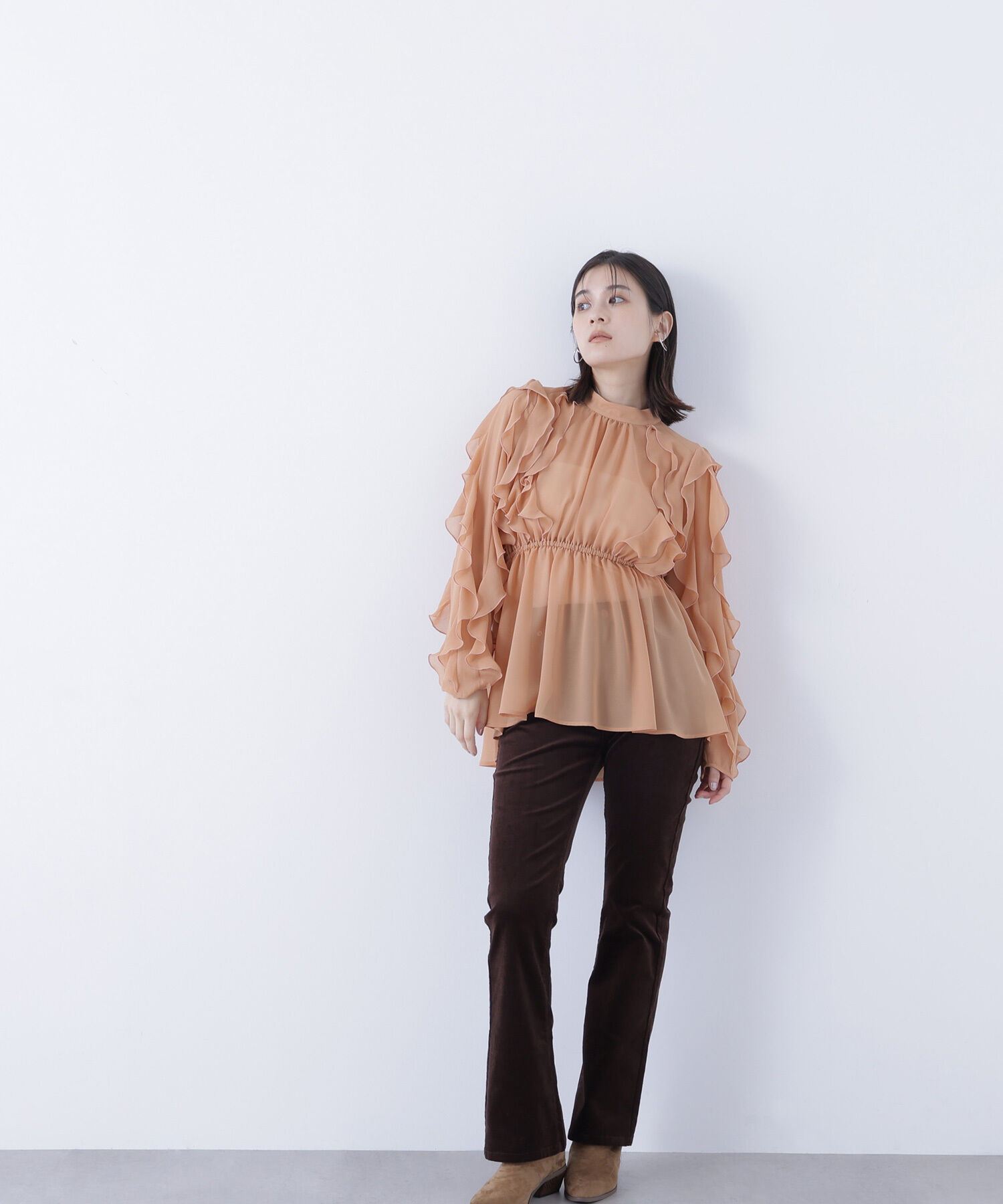  「ラッフルスリーブチュニックブラウス」|シャツ・ブラウス|