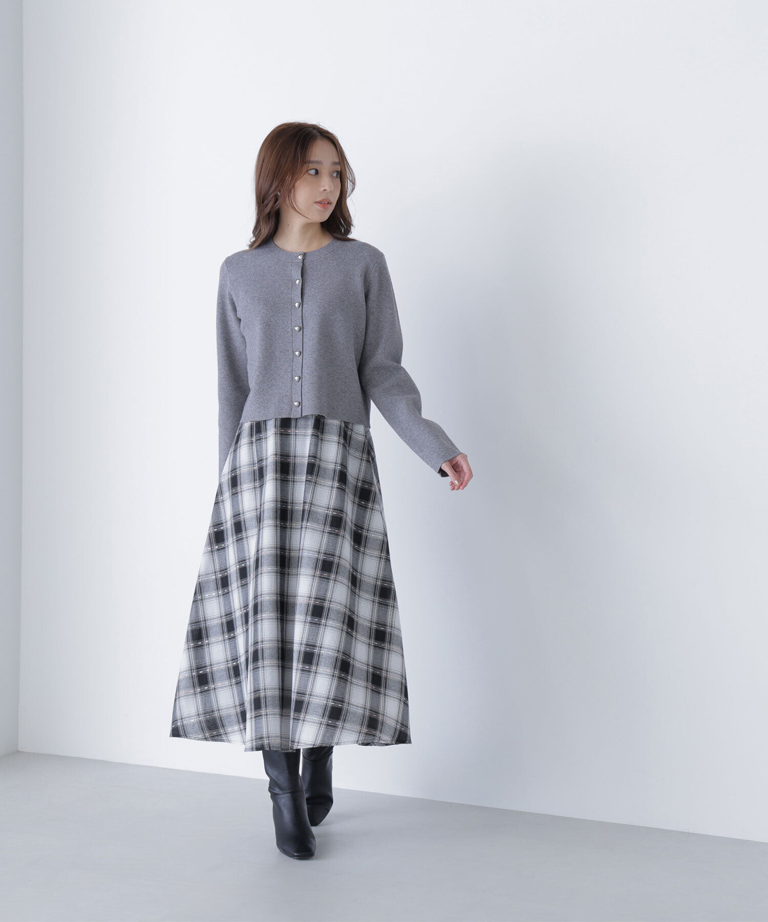  「カラーヤーンチェックスカート」|スカート|