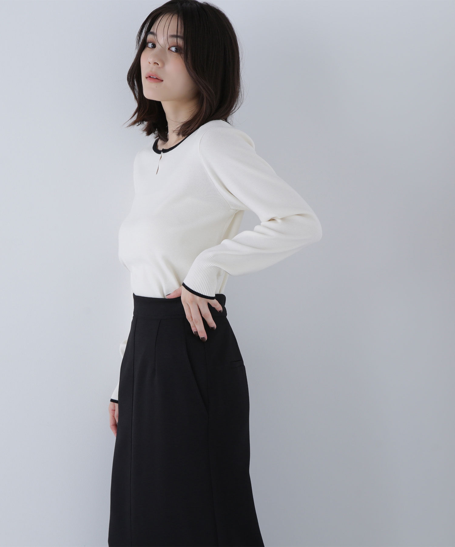  「メタルポイントバイカラーニット」|ニット・セーター|