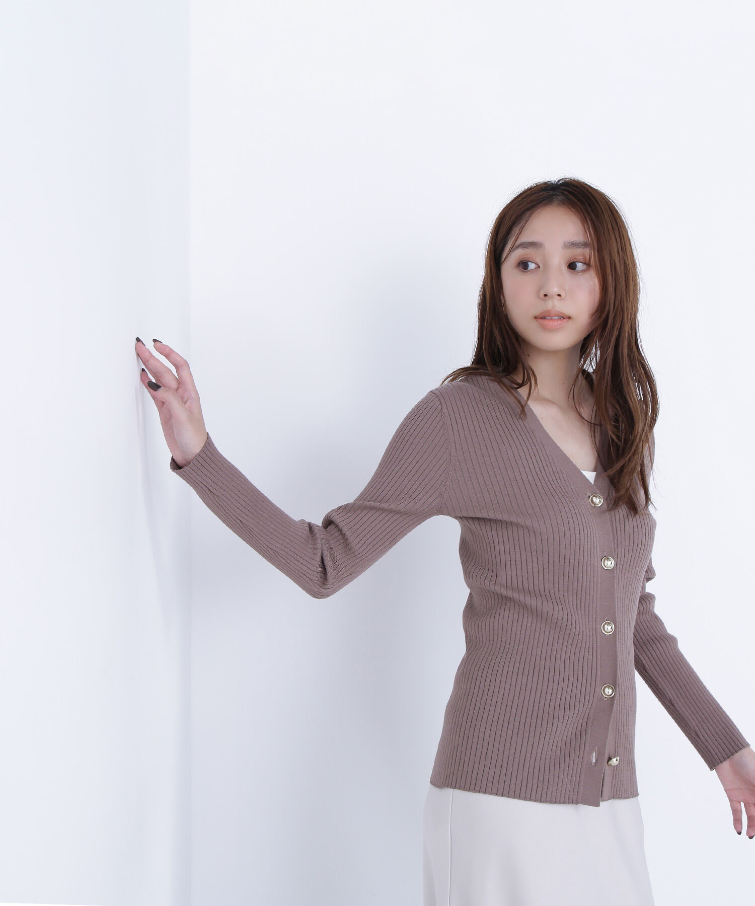  「ゴールドボタンリブカーディガン」|ニット・セーター|