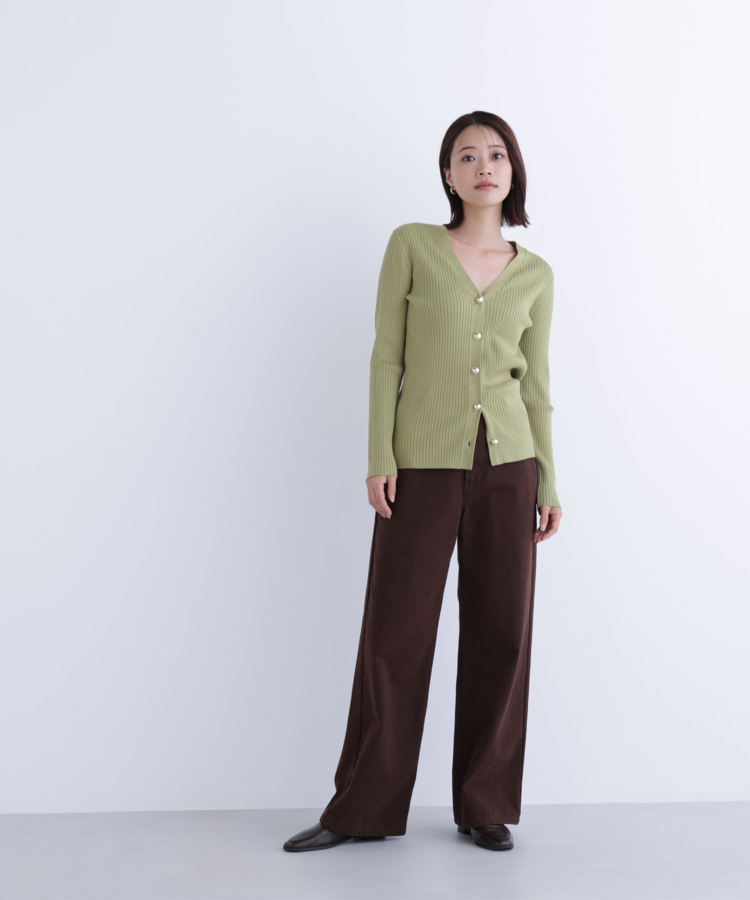  「ゴールドボタンリブカーディガン」|ニット・セーター|