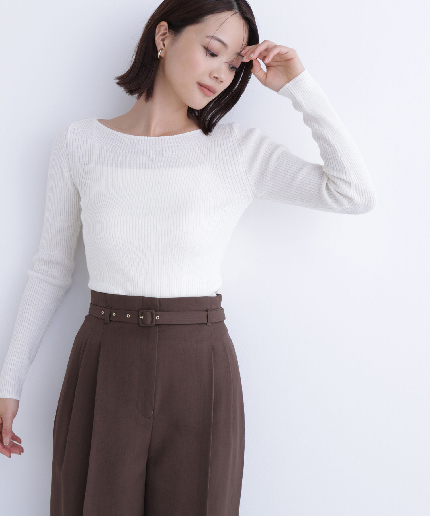  「ウールブレンドニットシリーズ ボートネック」|ニット・セーター|オフホワイト1