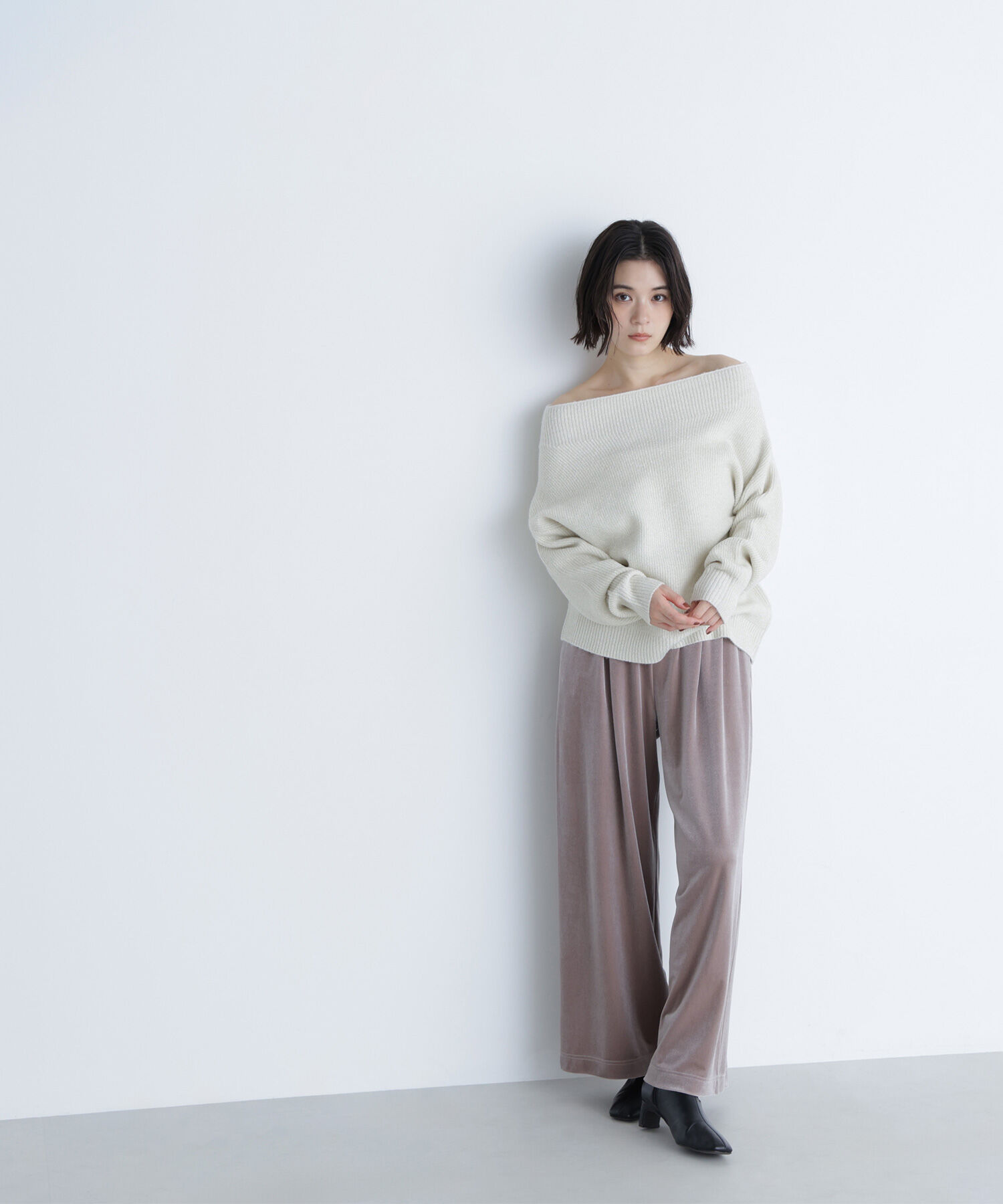  「オフショルボクシーラメニット」|ニット・セーター|