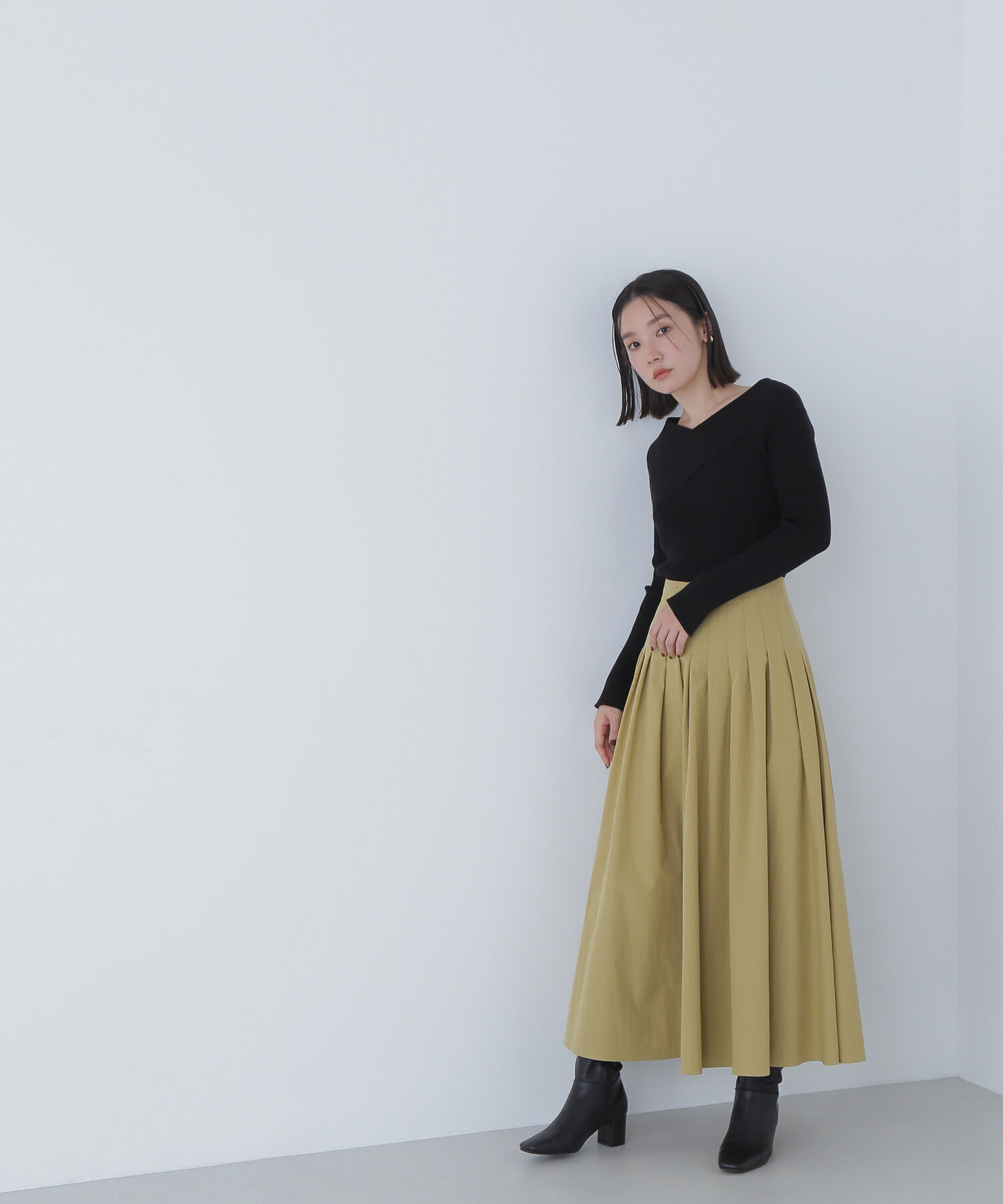  「クロスネックリブニット」|ニット・セーター|