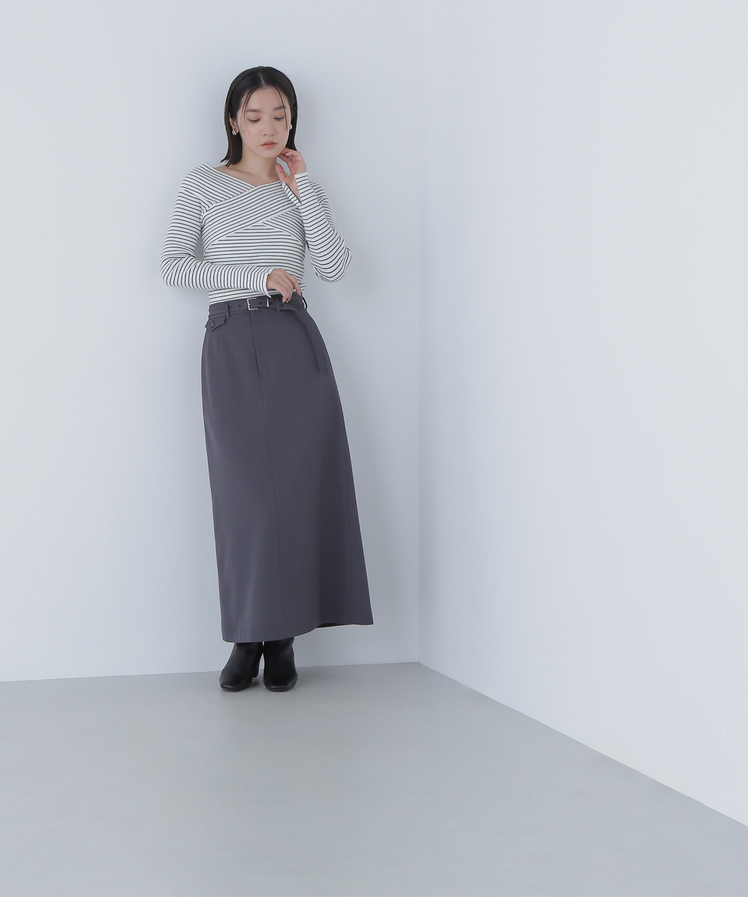  「クロスネックリブニット」|ニット・セーター|