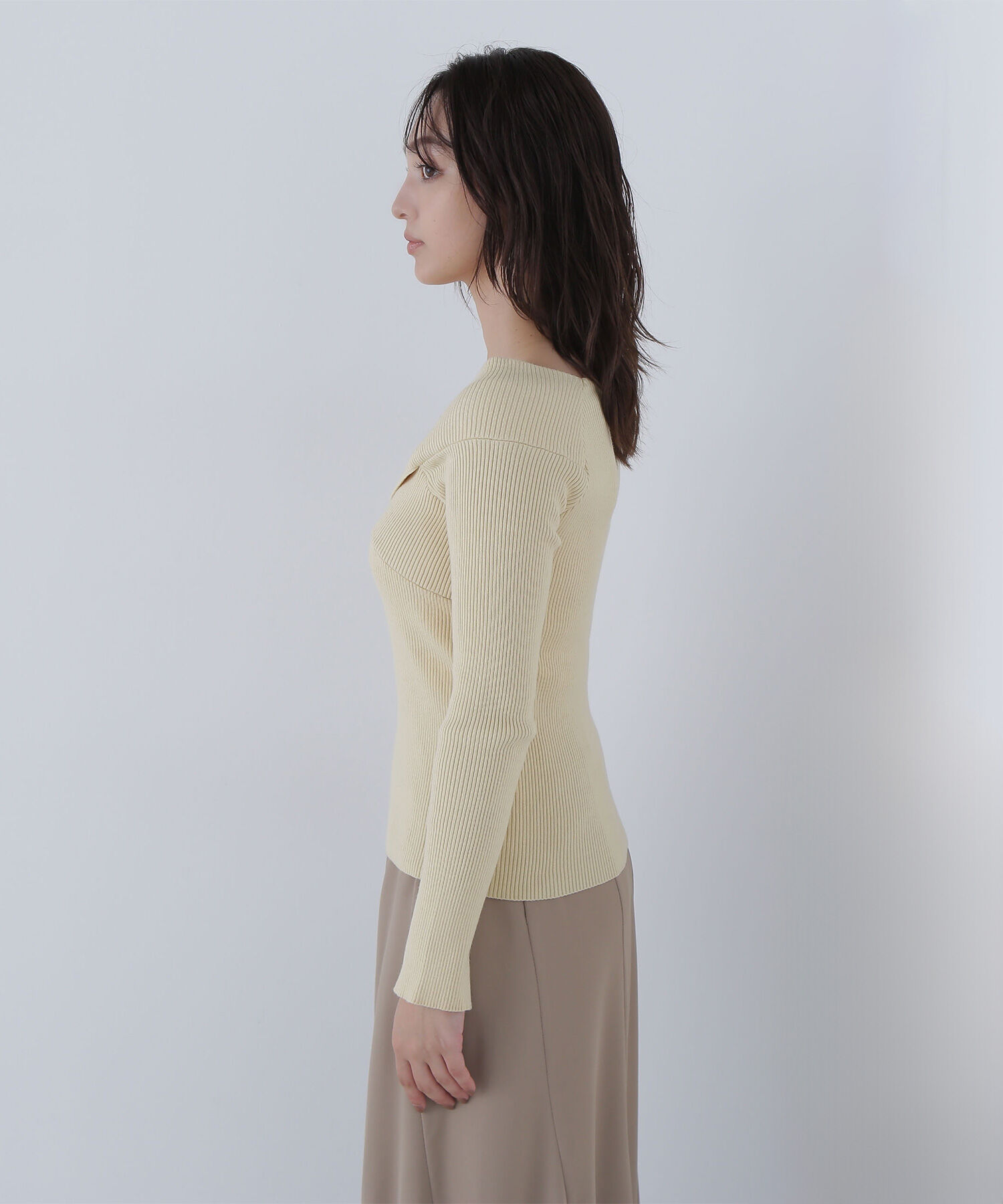  「クロスネックリブニット」|ニット・セーター|