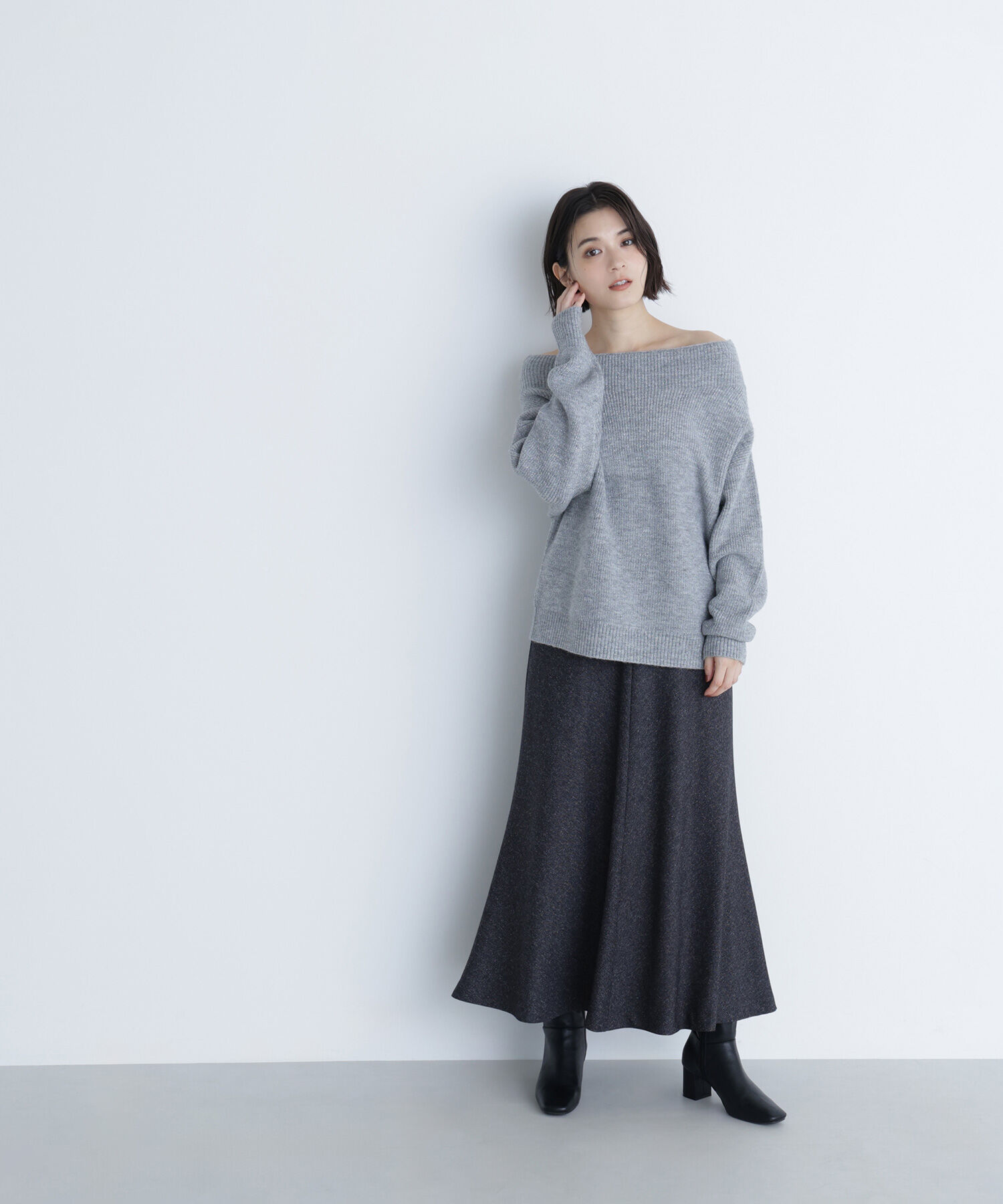  「ネップツイードナロースカート」|スカート|