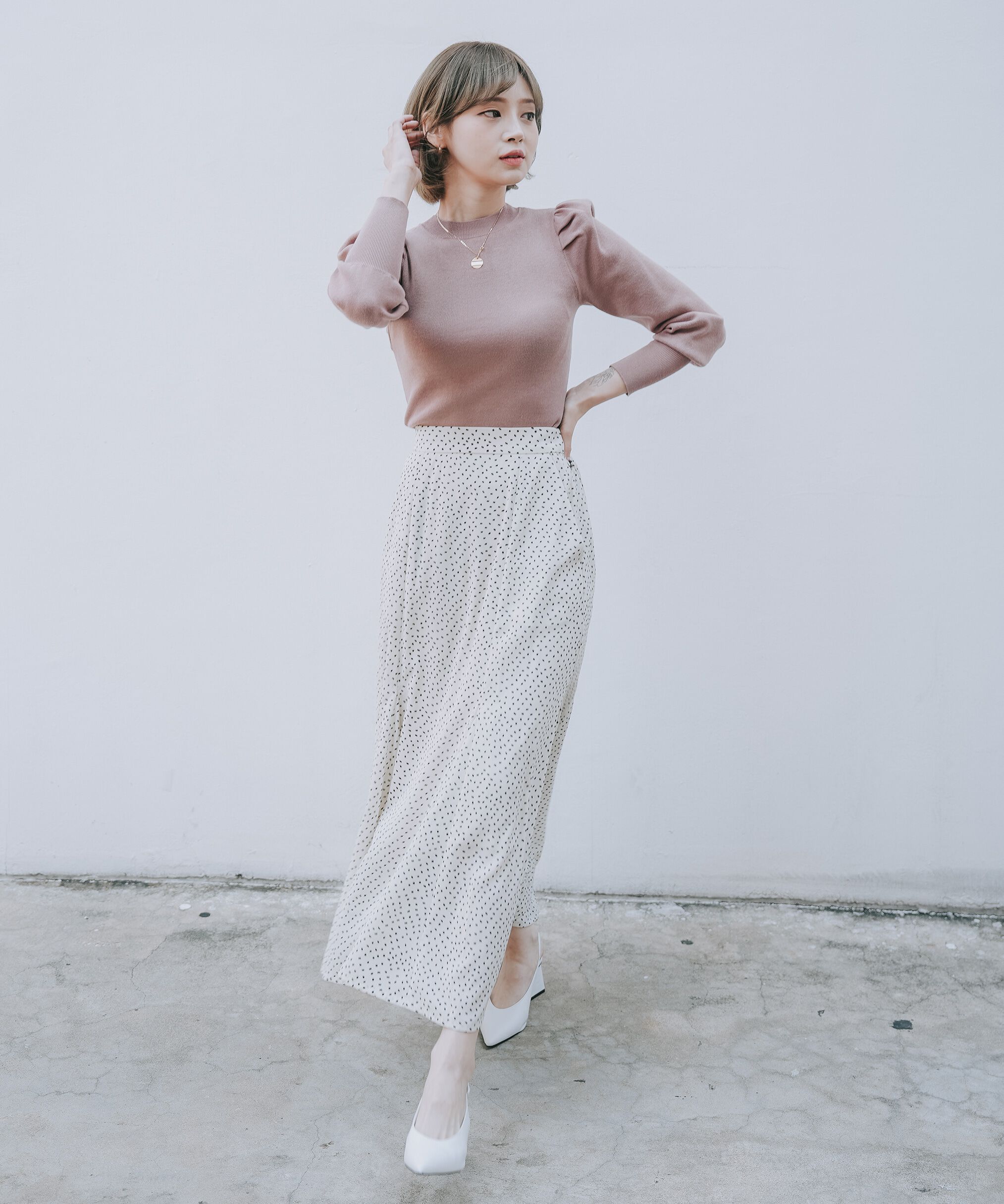  「変形ドットマーメイドスカート」|スカート|