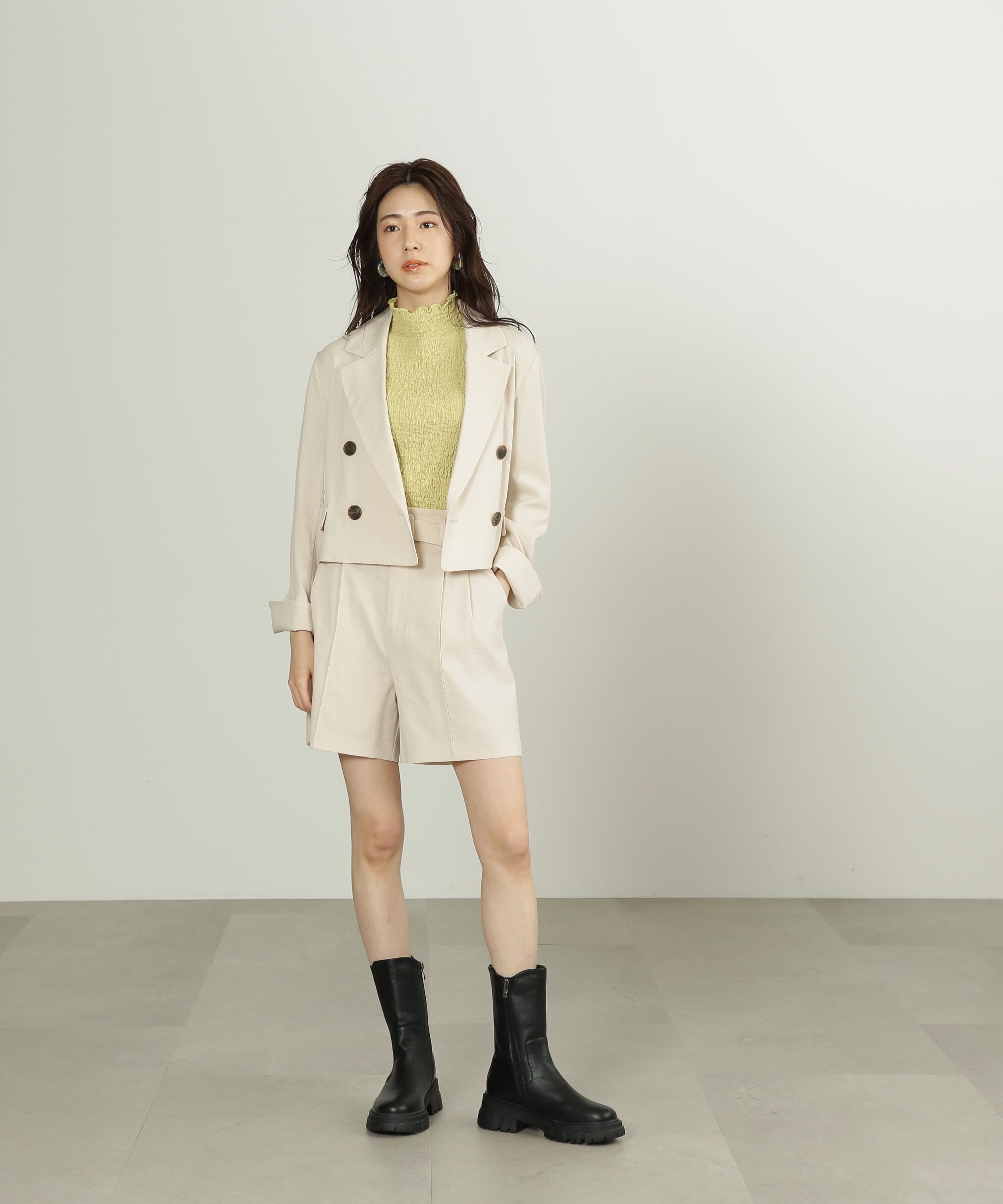  「麻調合繊ショート丈ジャケット」|その他|