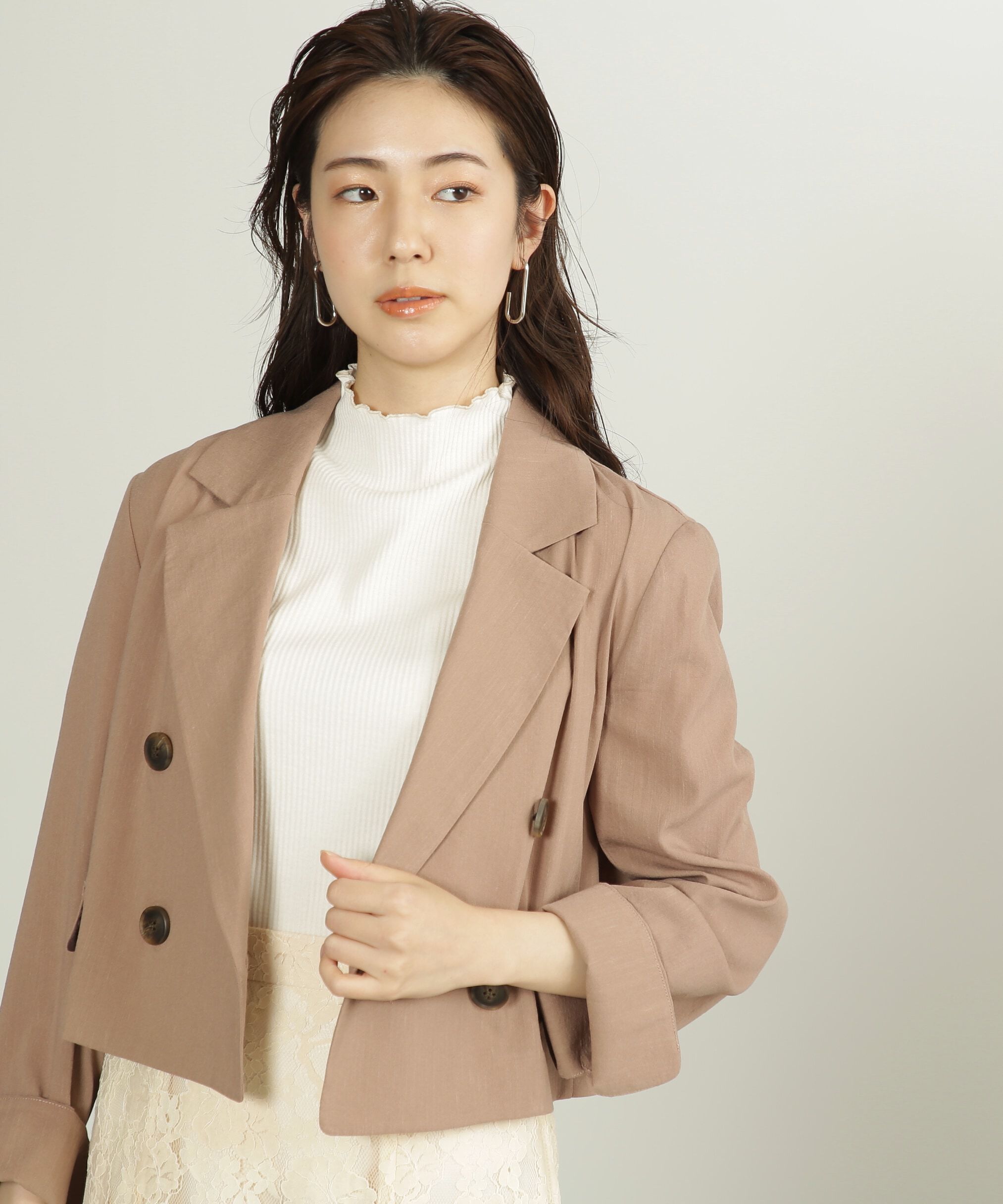  「麻調合繊ショート丈ジャケット」|その他|