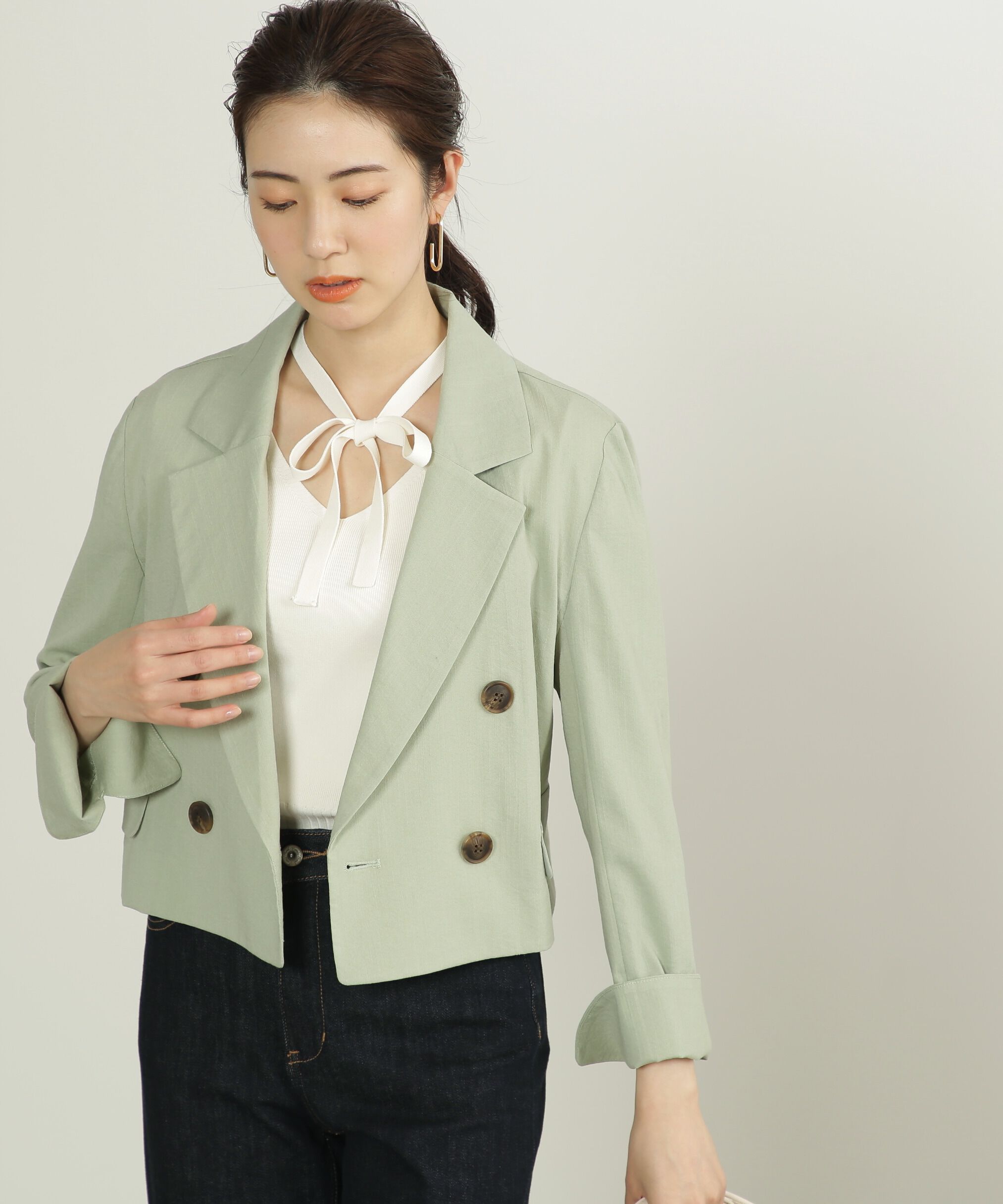  「麻調合繊ショート丈ジャケット」|その他|