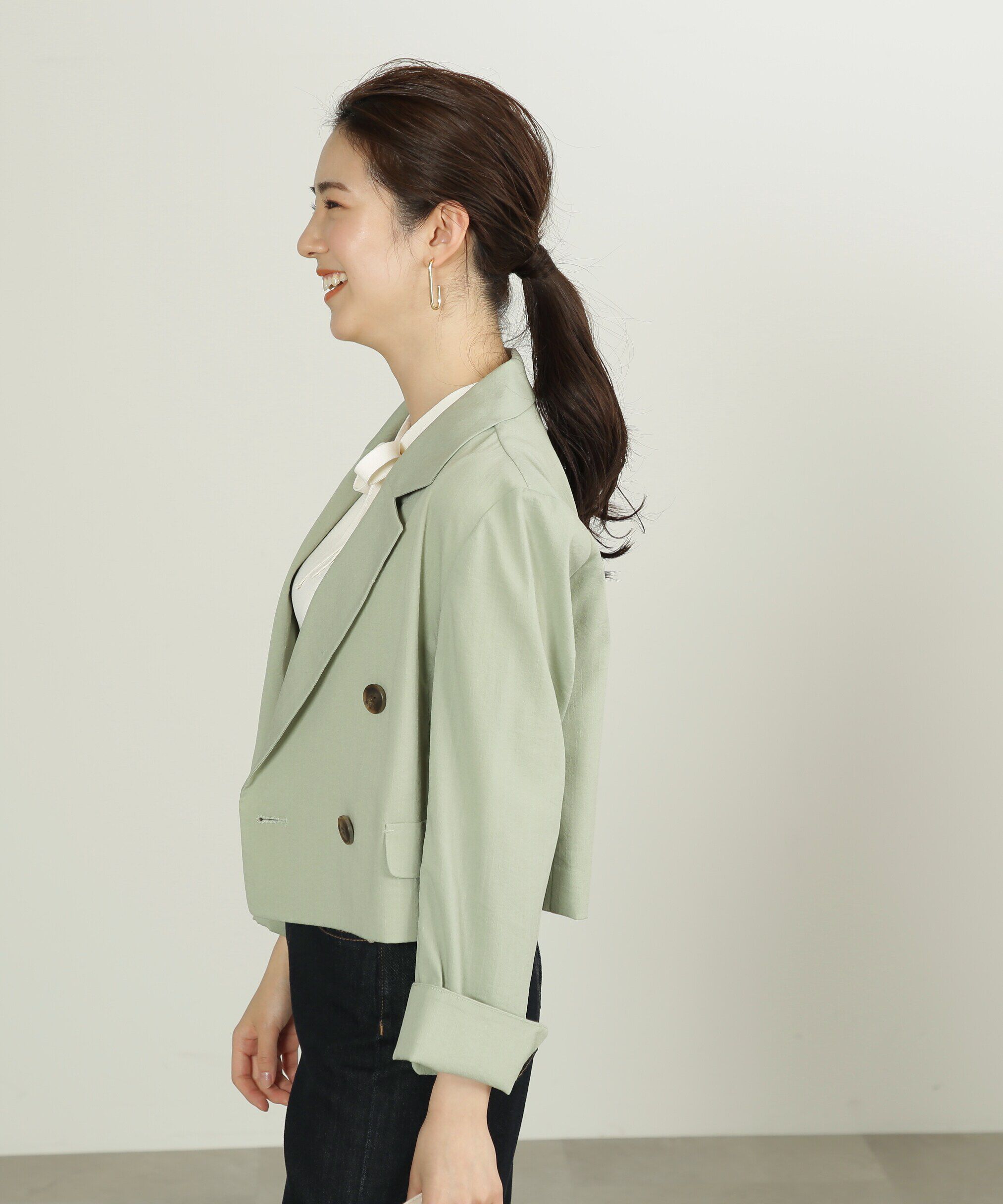  「麻調合繊ショート丈ジャケット」|その他|