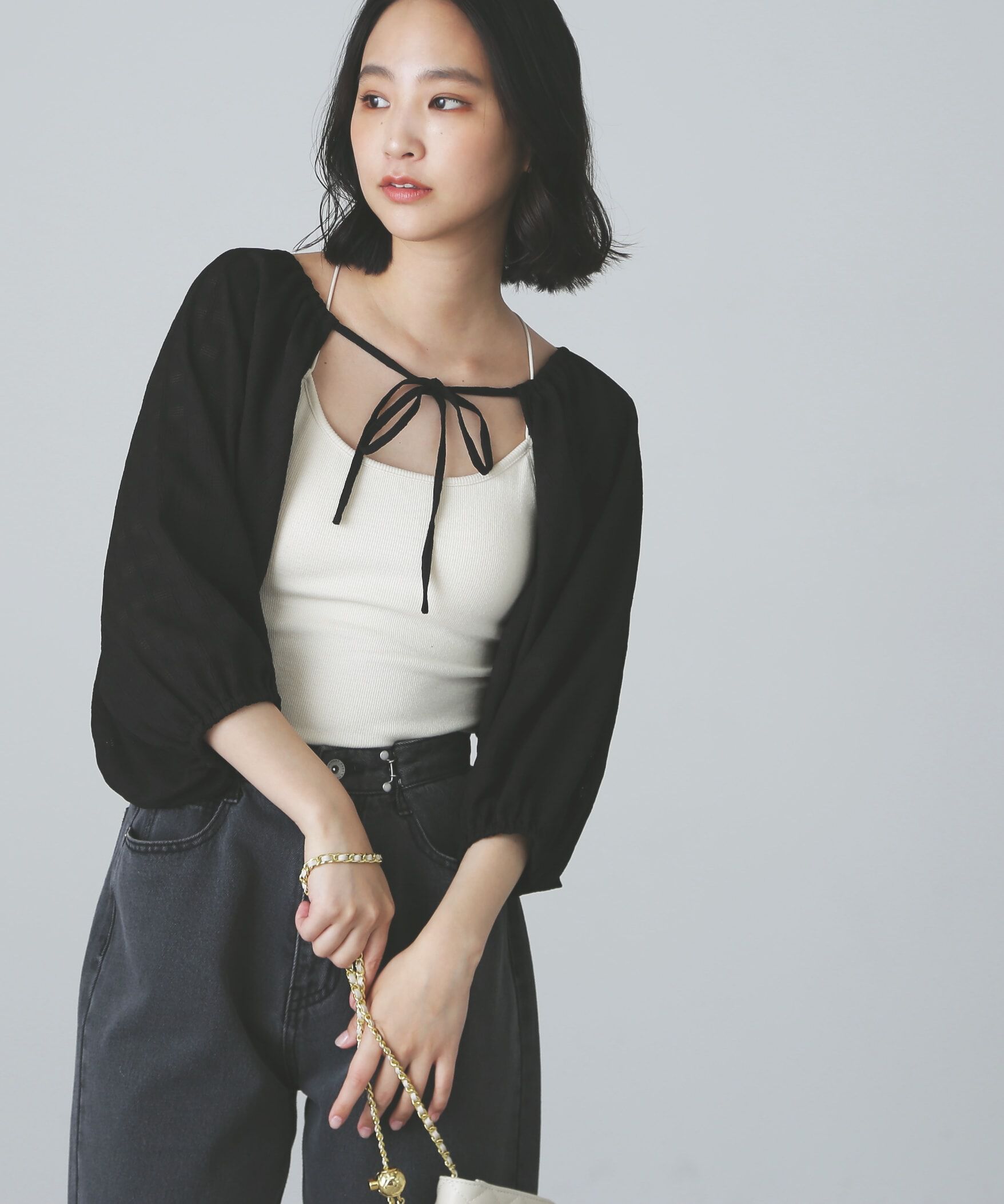  「ボリューム袖カットソーボレロ」|Tシャツ・カットソー|