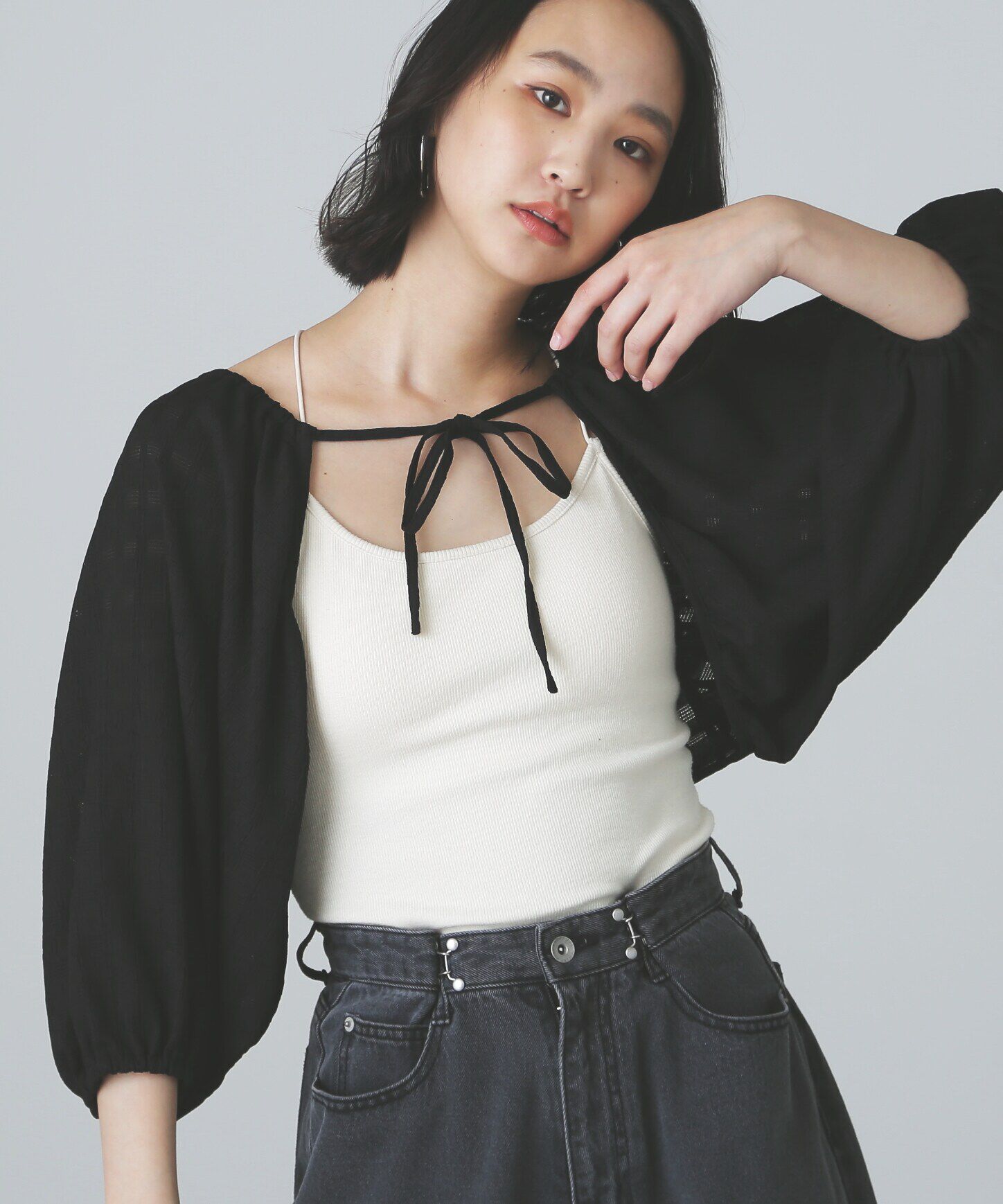  「ボリューム袖カットソーボレロ」|Tシャツ・カットソー|