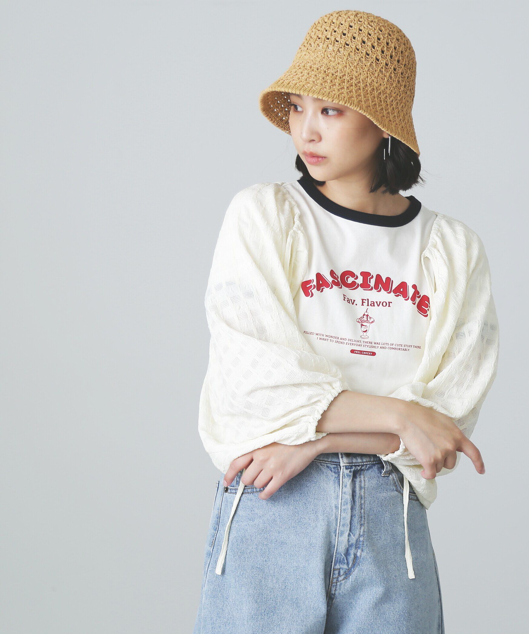  「ボリューム袖カットソーボレロ」|Tシャツ・カットソー|