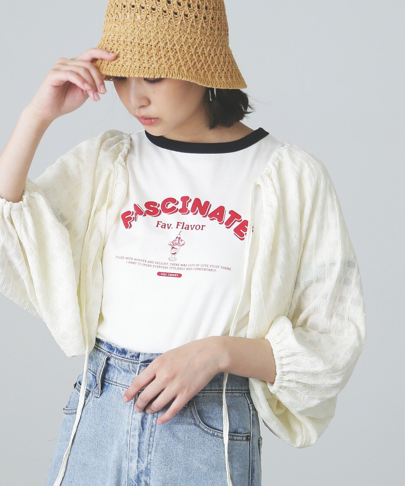  「ボリューム袖カットソーボレロ」|Tシャツ・カットソー|