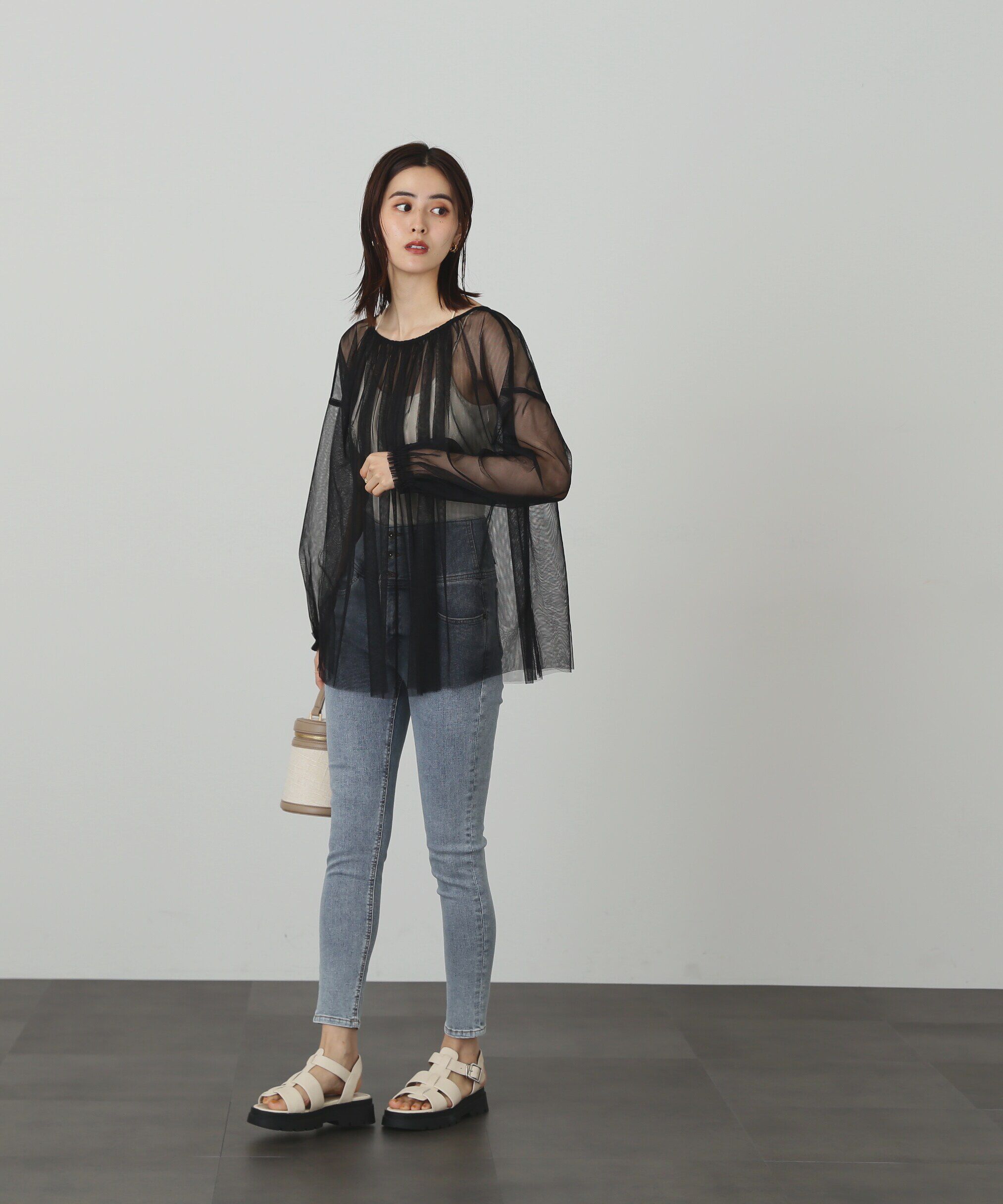  「チュール前後2Wayオーバーブラウス」|シャツ・ブラウス|