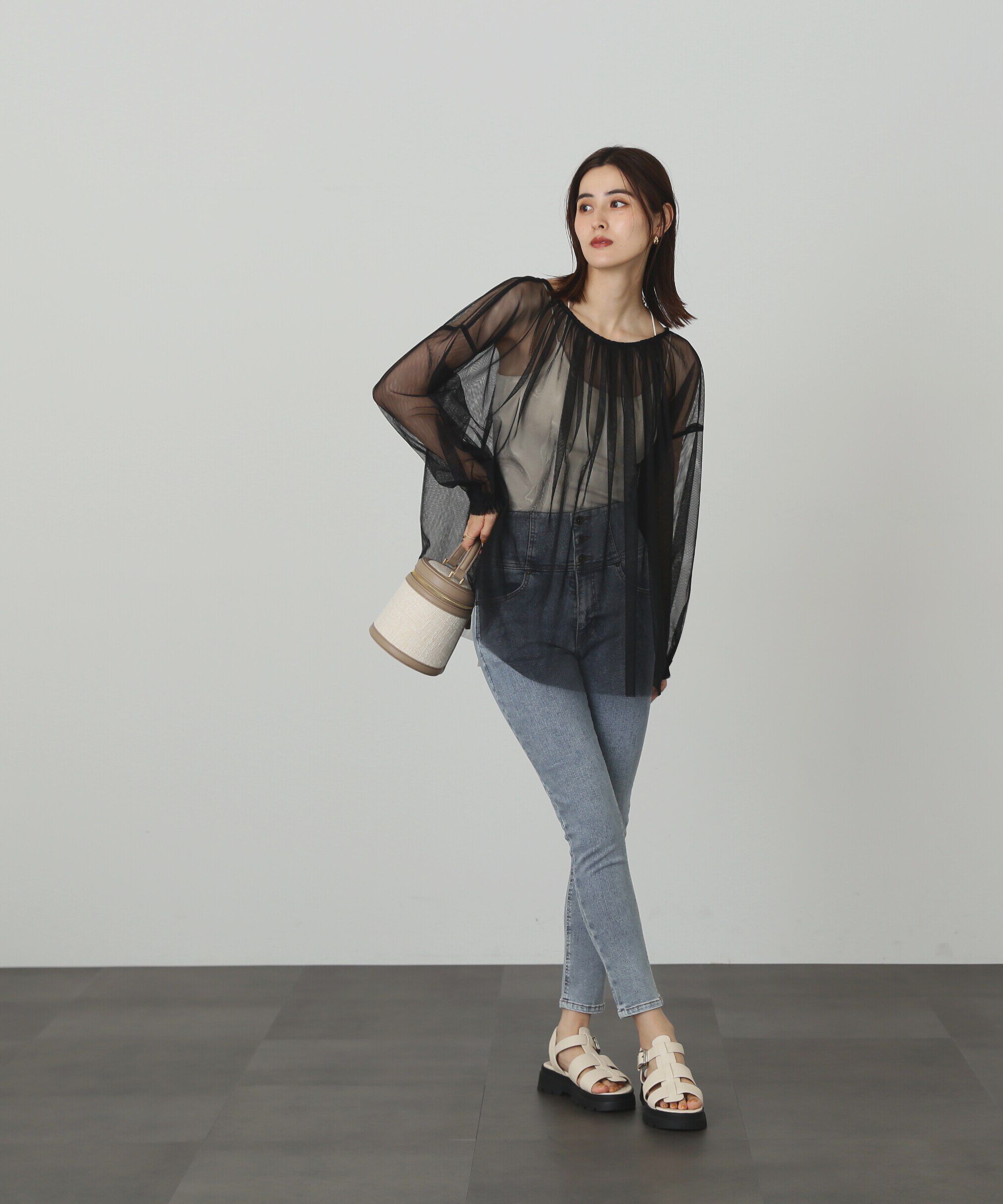  「チュール前後2Wayオーバーブラウス」|シャツ・ブラウス|