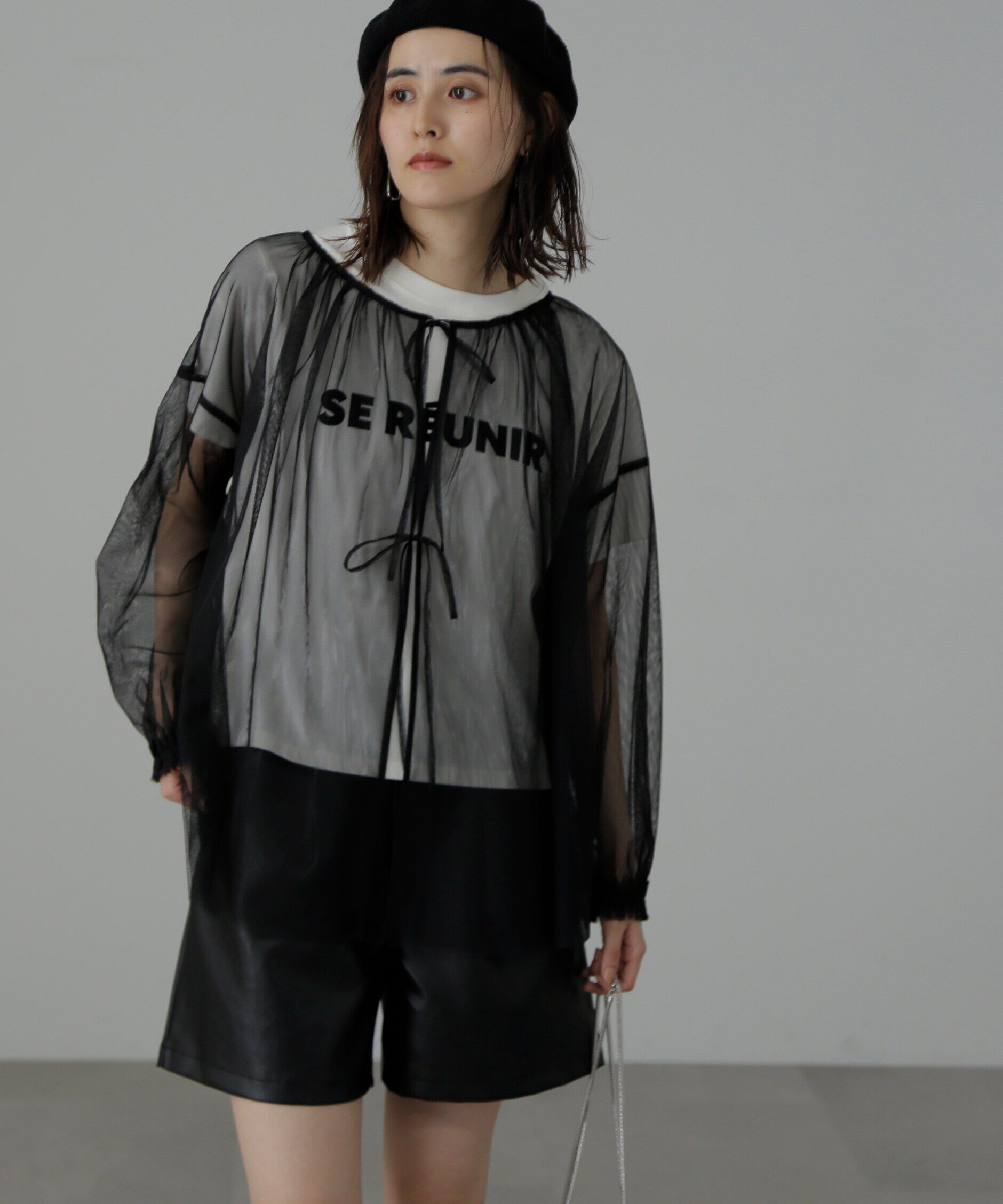  「チュール前後2Wayオーバーブラウス」|シャツ・ブラウス|